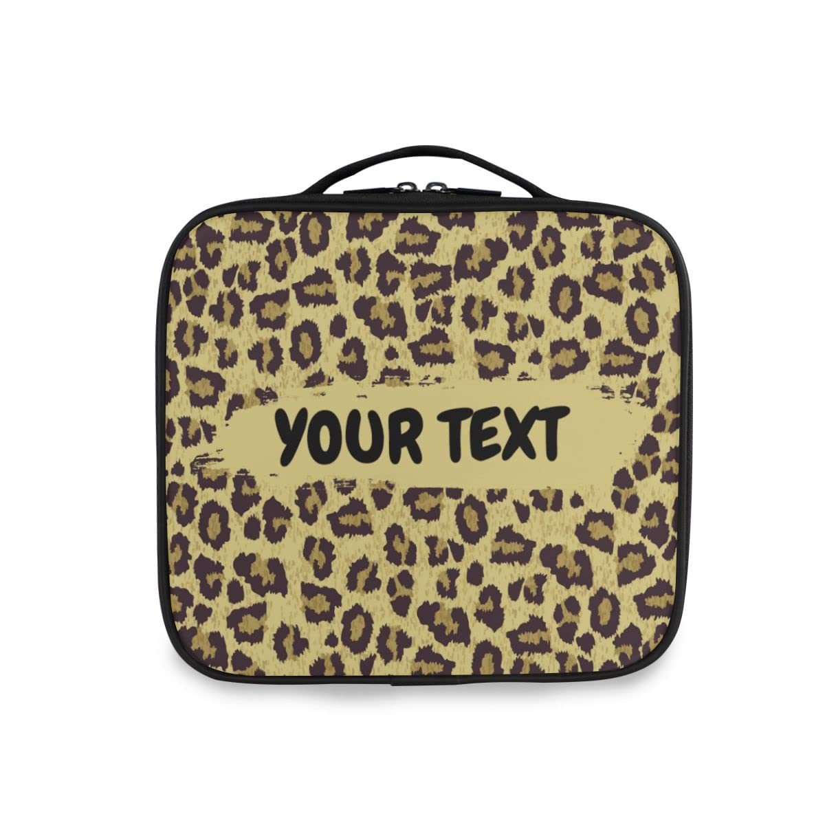 Custom Leopard Print Makeup Bag for Women - Large Travel Cosmetic Organizer with Adjustable Dividers, Reusable Toiletry Bag for Girls | Perfect for Travel, Gym & Daily Beauty Storage