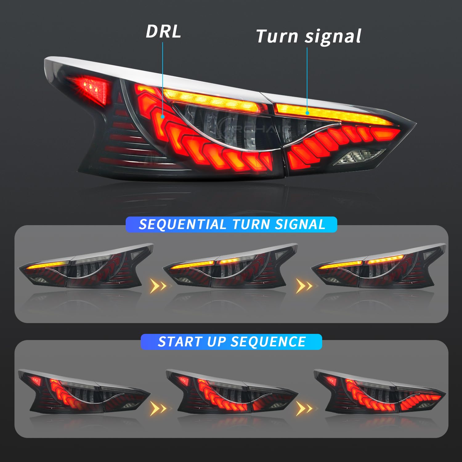 Premium LED Tail Lights for 2019-2024 Nissan Altima (6th Gen S/SR/SV/SL/Platinum) - 3D Animation DRL & Sequential Turn Signals - Waterproof & Easy Installation - Perfect for Night Driving & Car Customization