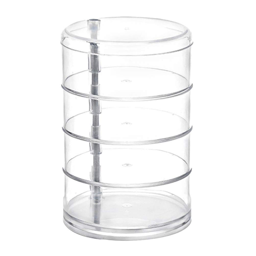 Hemoton 1 Piece Rotating Jewelry Organizer Box - 360° Spinning Makeup Storage Drawer with Plastic Trays for Earrings, Rings & Cosmetics | Perfect for Vanity, Dresser, Bathroom & Closet Organization