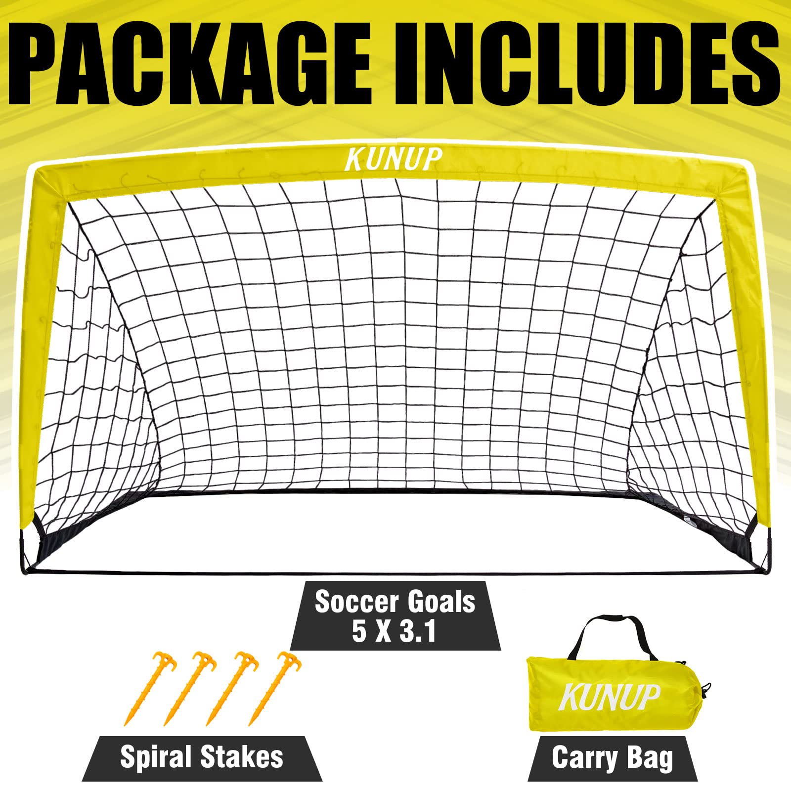 Foldable Soccer Goal for Kids & Adults - 5x3, 6x4, 9x5FT Portable Soccer Net with Carrying Bag - Perfect for Backyard Training, Youth Soccer Practice & Outdoor Sports Games