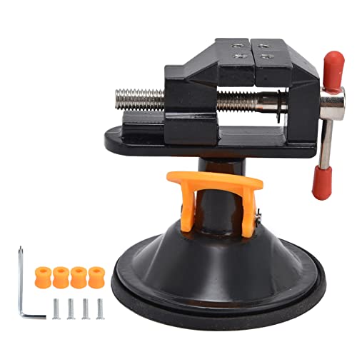 BestYiJo 360 Degree Rotating Bench Vise Clamp with Suction Cup - Heavy Duty Workbench Tool for Woodworking, Metalworking & DIY Projects (0-2.5cm Thickness) - Perfect for Home Garage, Workshop & Crafting