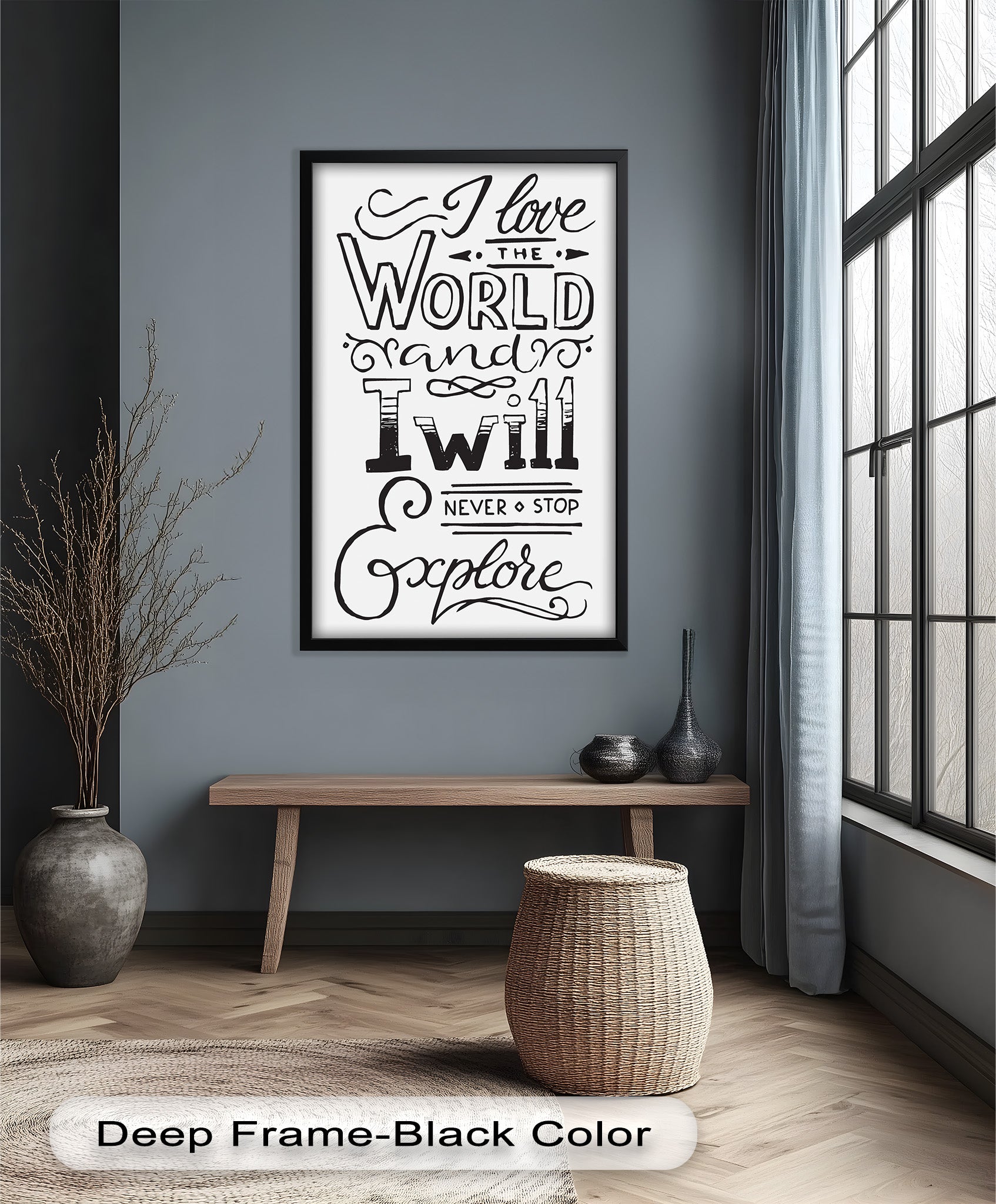 Adventure Typography Art - 'I Will Never Stop Explore' Inspirational Oil Painting for Home Decor, Office & Travel Enthusiasts