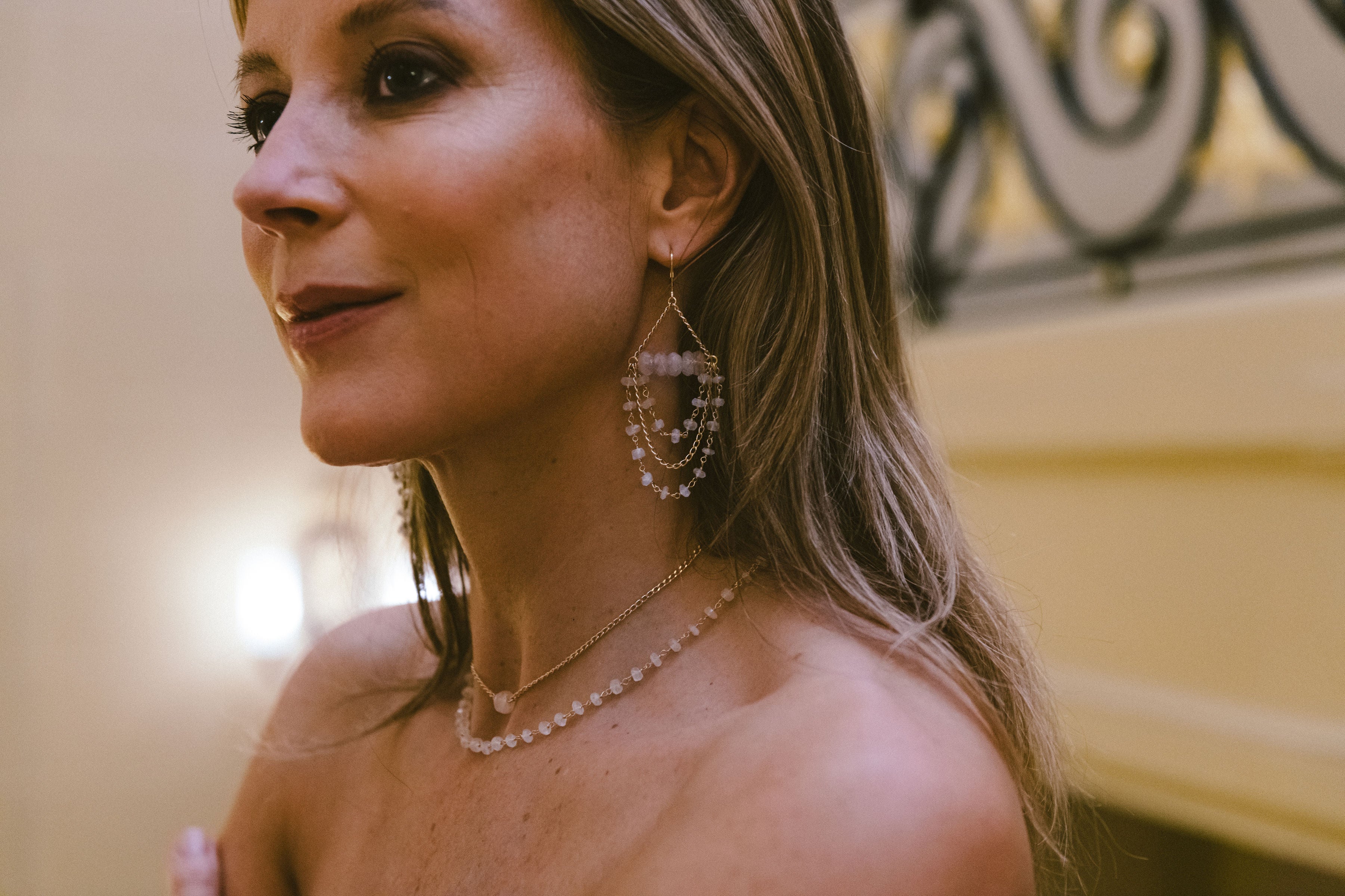 Lebialem Highland Moonstone Lariat Necklace - Elegant Handmade Gemstone Jewelry for Women | Perfect for Weddings, Parties & Special Occasions
