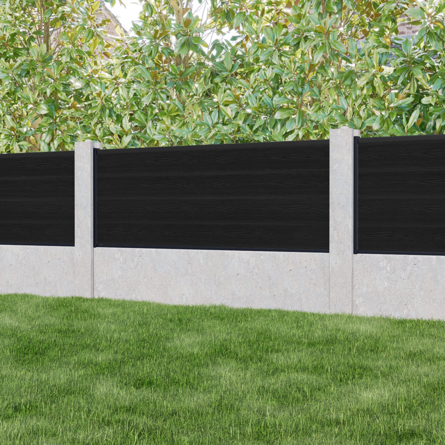Black Classic Fence Panel for Existing Concrete Posts - Durable Outdoor Privacy Fence for Backyard, Garden, and Property Boundary Protection