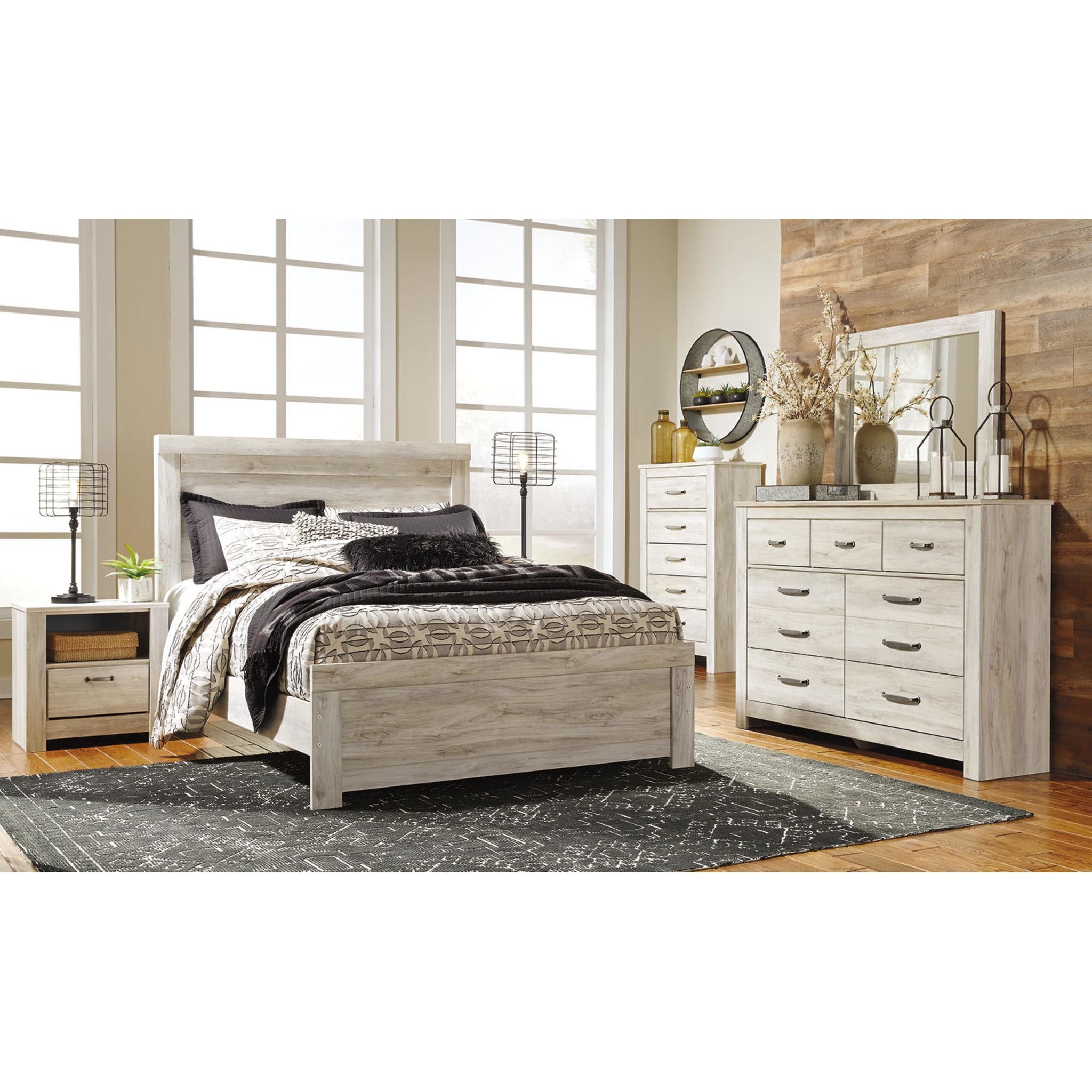 Bellaby Panel Headboard - Whitewash Finish - Queen Size Upholstered Bed Headboard for Bedroom Decor - Perfect for Modern, Farmhouse & Coastal Style Homes