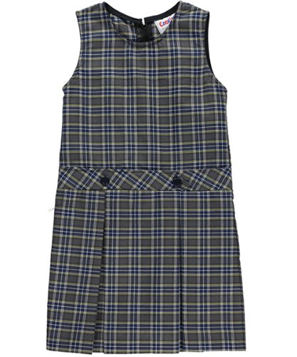 Cookies' Brand Big Girls' Bib Front Jumper - Gray/Blue/White/Gold Plaid #42 | Stylish & Comfortable Outfit for School, Playdates & Casual Wear