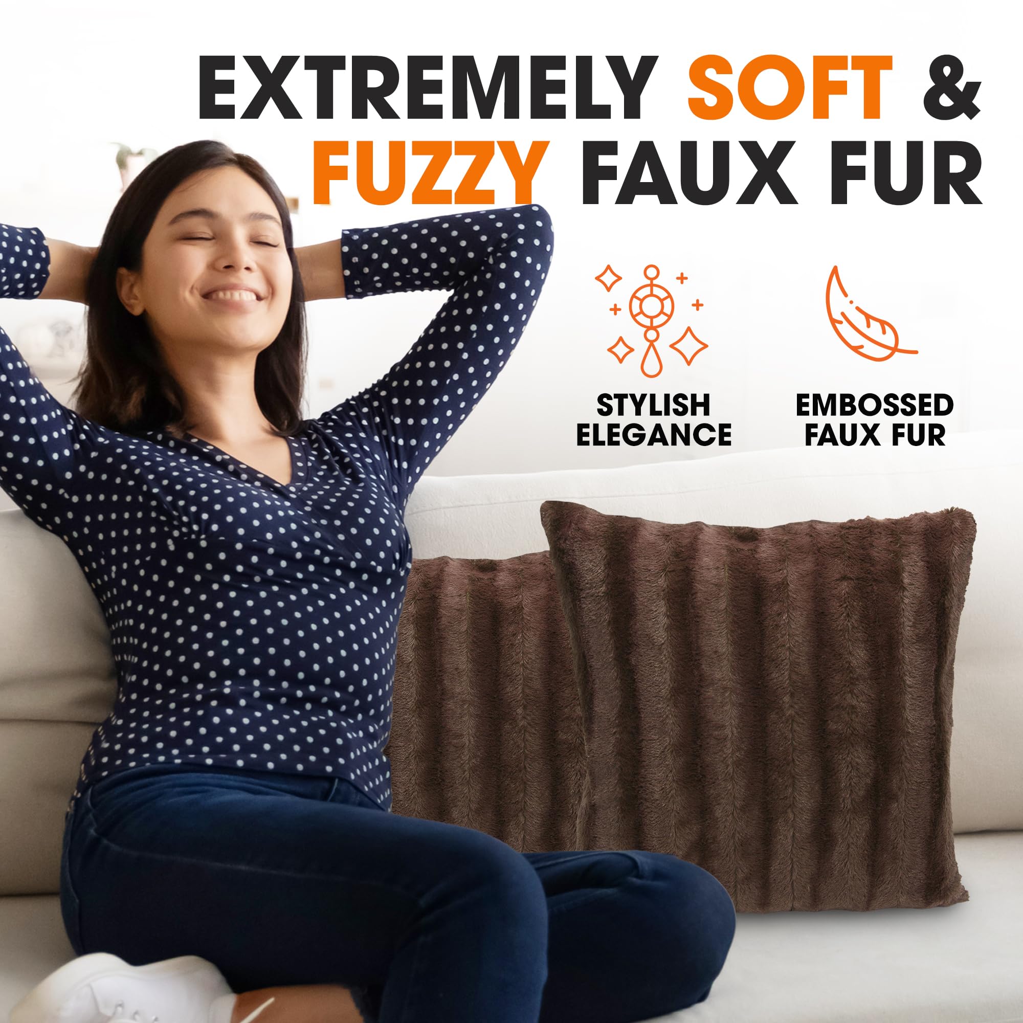 Luxury Faux Fur Throw Pillows Set of 2 - 20