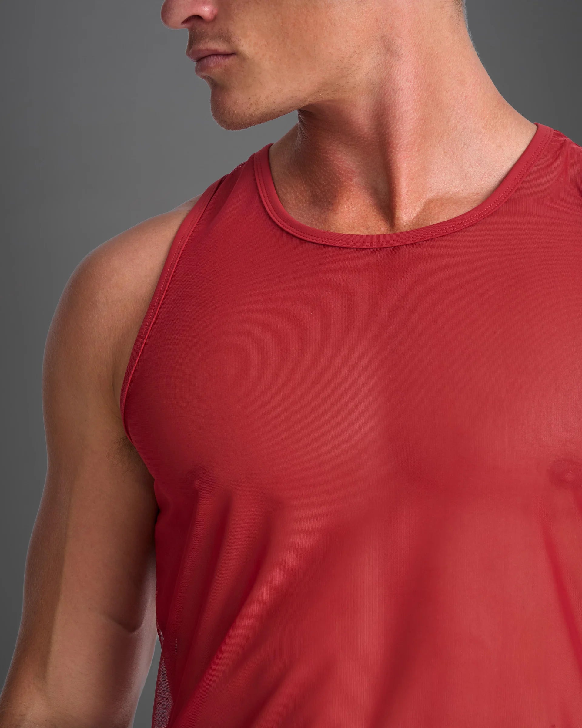Teamm8 Score Sheer Mesh Tank Top - Breathable Red Athletic Shirt for Women | Perfect for Running, Yoga & Gym Workouts