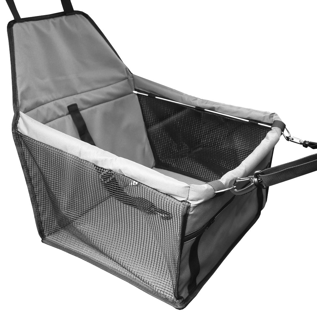 Pet Car Booster Seat for Dogs & Cats - Safe Travel Carrier with Adjustable Straps, Soft Cushion & Non-Slip Base (Grey) - Perfect for Road Trips, Vet Visits & Daily Commutes
