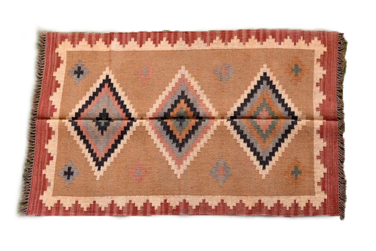 Vintage Jute Area Rug 5x8 Feet - Natural Handwoven Dhurrie Rug for Bohemian Decor, Eco-Friendly Wool Jute Carpet for Living Room, Bedroom & Yoga Studio - by Rugs HUT
