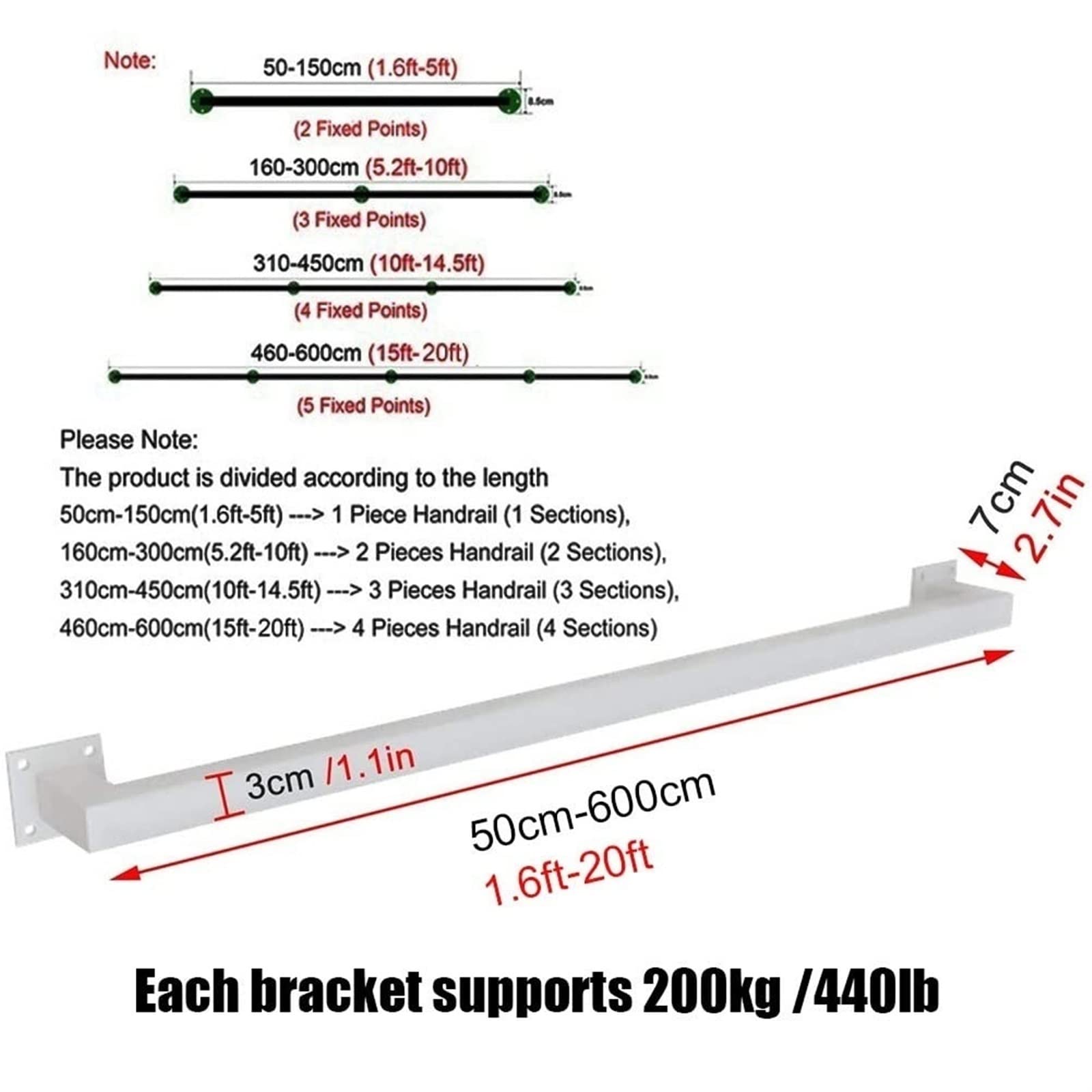 Wrought Iron Stair Handrails - Safety Railing for Stairs, Deck & Attic | Easy Install Vertical Guardrail for Elderly & Children | Indoor & Outdoor Home Safety Solution