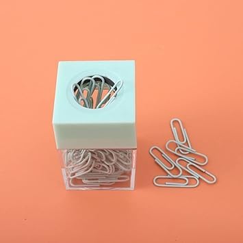 JJLFresheners Green Magnetic Paper Clip Dispenser - Clear Acrylic Office Organizer with Magnetic Top for Desk Supplies | Perfect for Office, Home, School & Workspace Organization