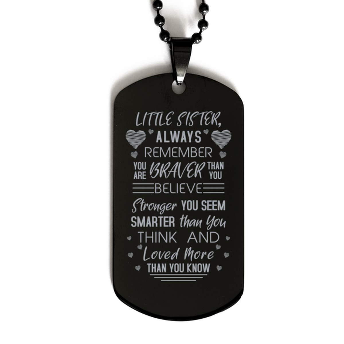 Little Sister Dog Tag Necklace - Inspirational Jewelry Gift for Birthday & Daily Wear