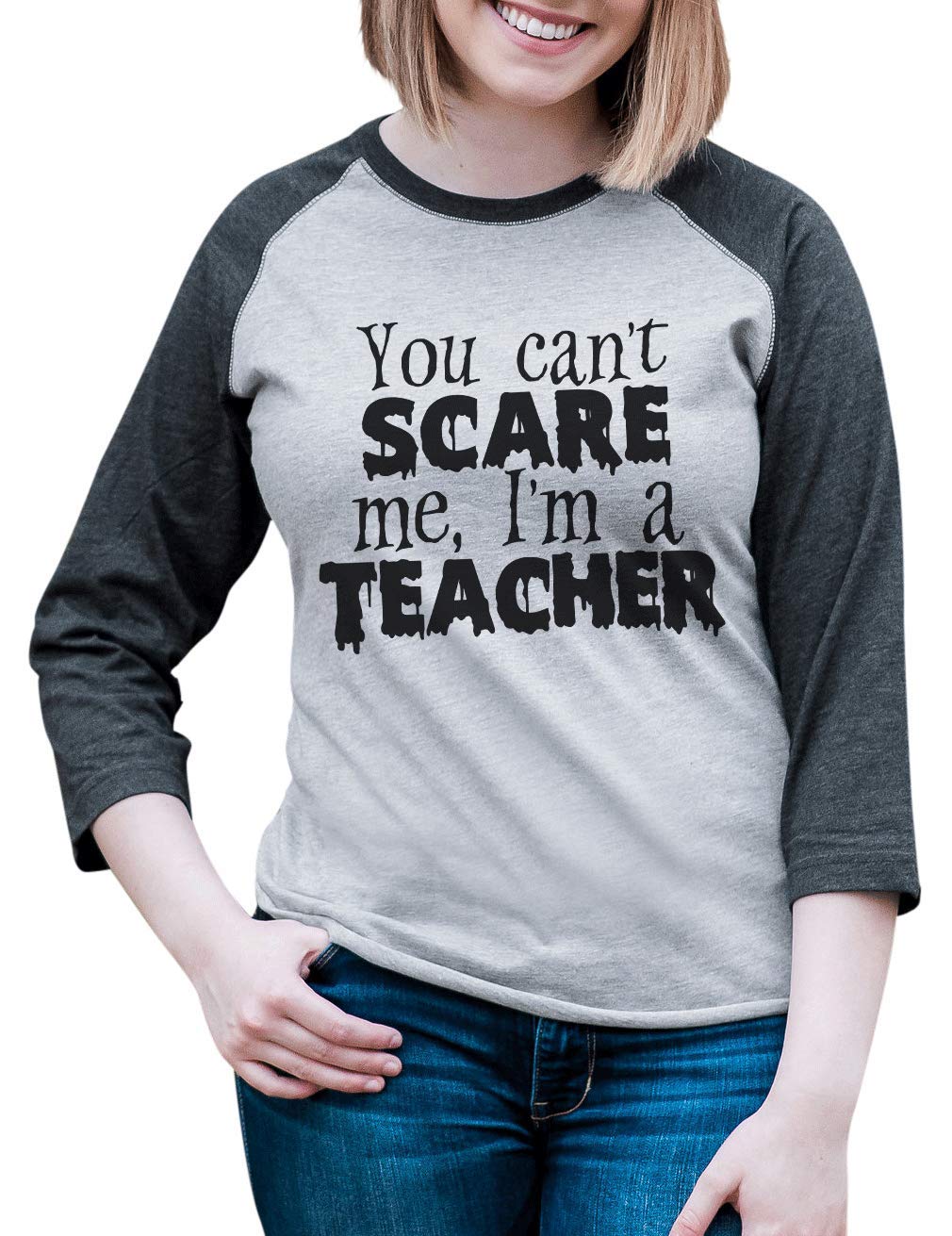 Custom 'I'm a Teacher' Halloween Raglan Shirt for Women - Funny Costume Party T-Shirt for School Events, Teacher Appreciation & Halloween Celebrations