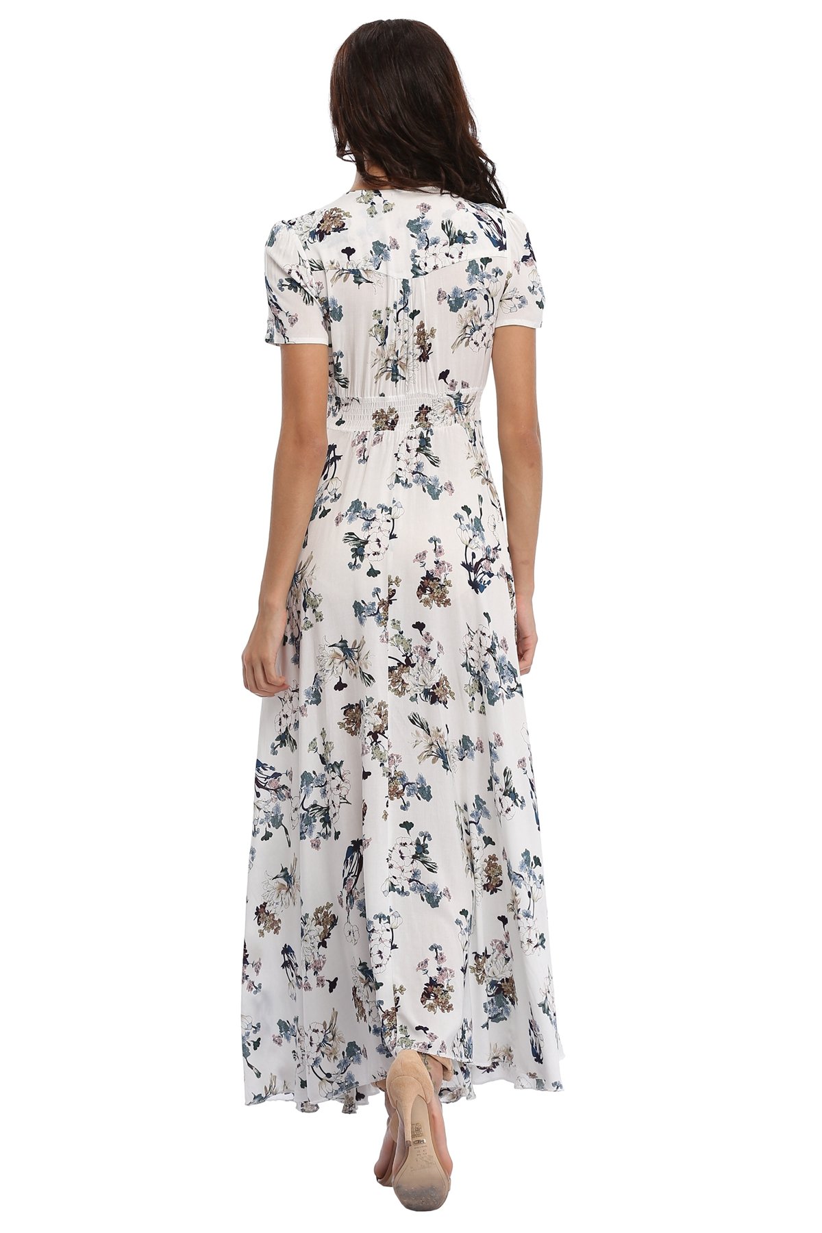 Boho Floral Maxi Dress for Women - Summer Button Up Beach Dress with Side Slit & Flowy Skirt | Perfect for Beach Parties, Vacations & Outdoor Events