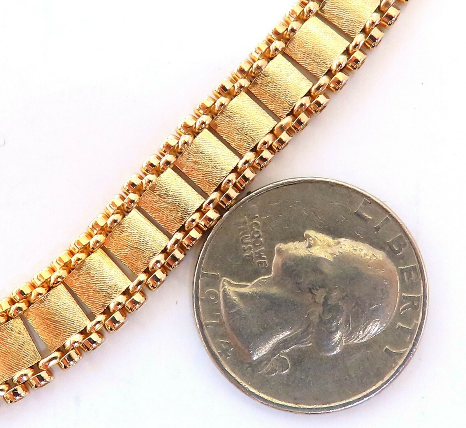 Reversible 5-Tier Curbed Band Link Gold Necklace - 14Kt Gold, 15 Inch, 9.8mm Width - Elegant Layered Necklace for Women, Perfect for Parties, Weddings & Everyday Wear