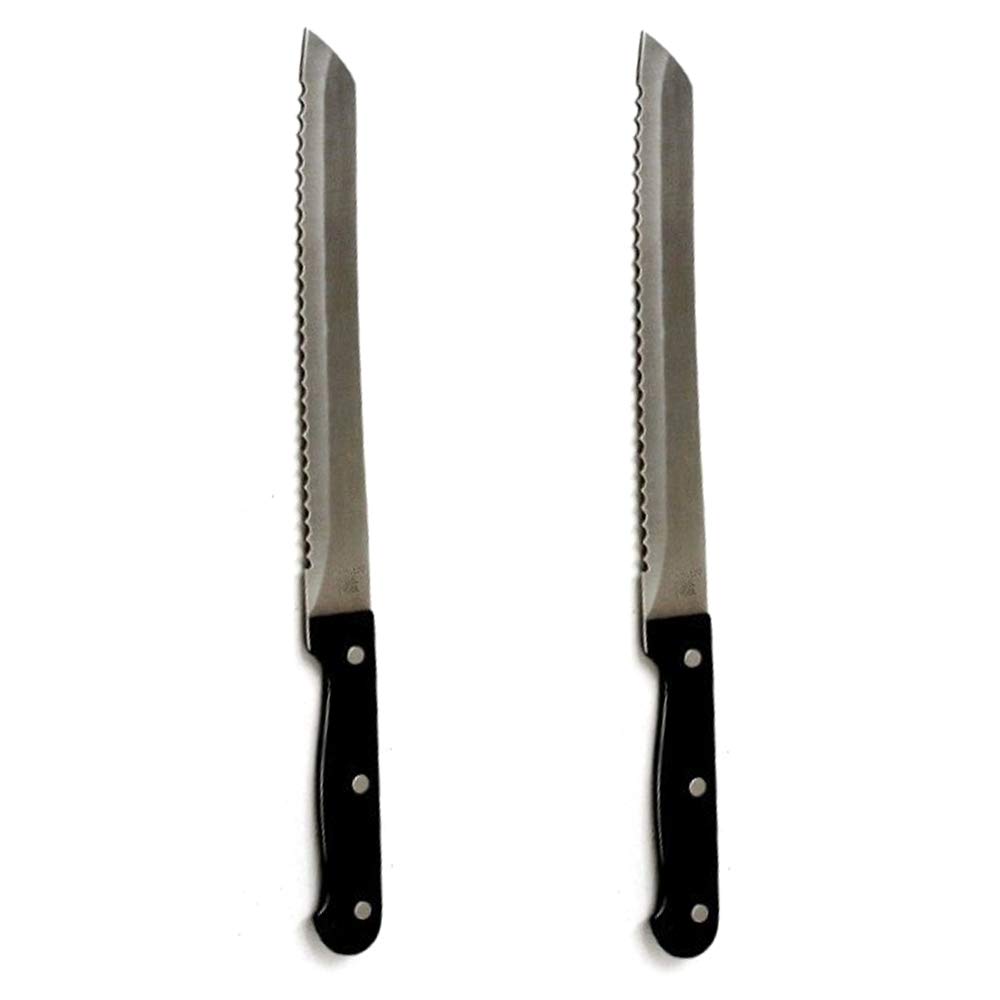 2-Pack 8-Inch Bread Knives - Ultra Sharp Stainless Steel with Serrated Edge - Perfect for Slicing Bread, Cakes and Pastries - Ideal for Bakeries, Home Kitchens and Professional Chefs
