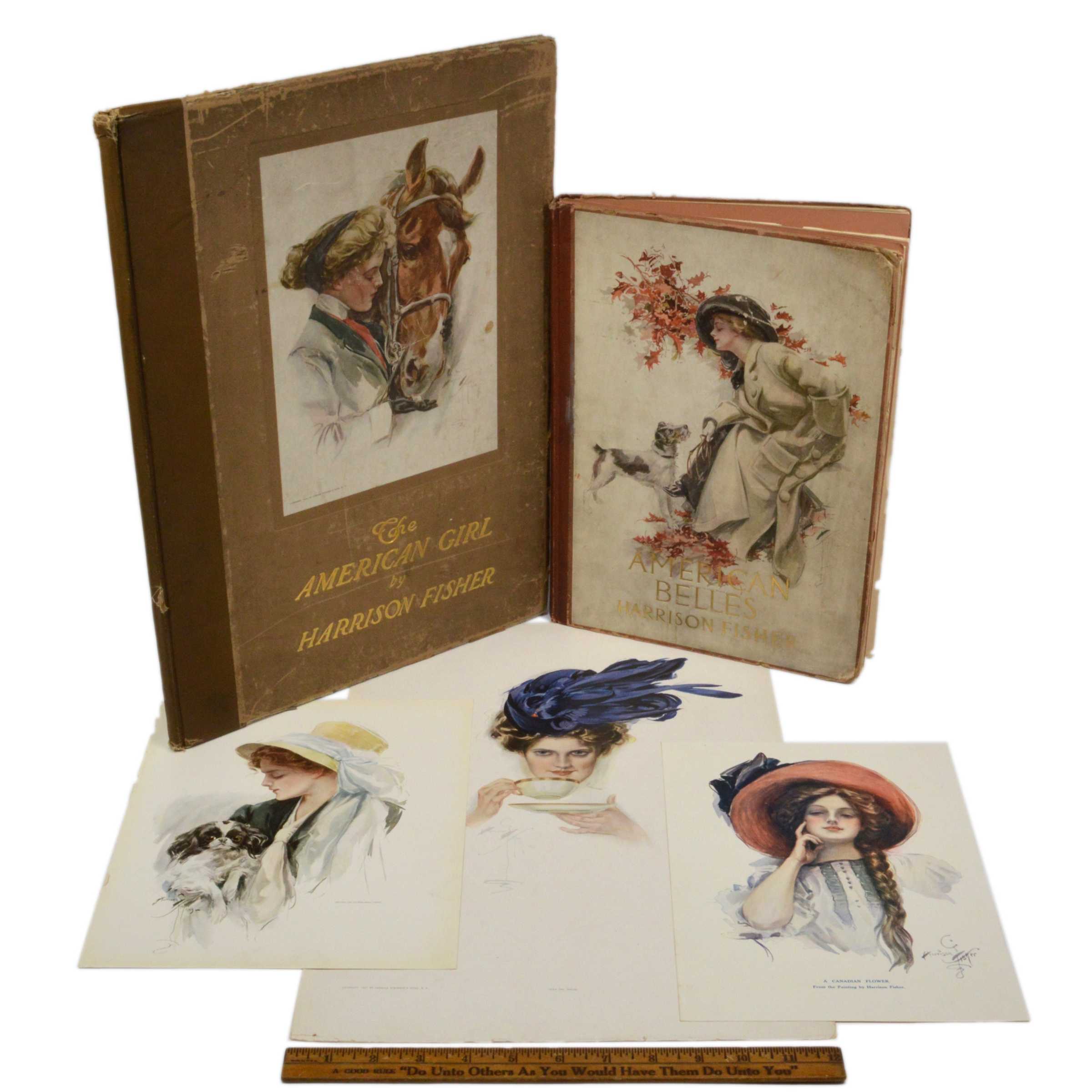 Vintage Harrison Fisher Book Prints Lot - American Belles The American Girl c.1910 - Antique Art Collection for Home Decor & Vintage Lovers