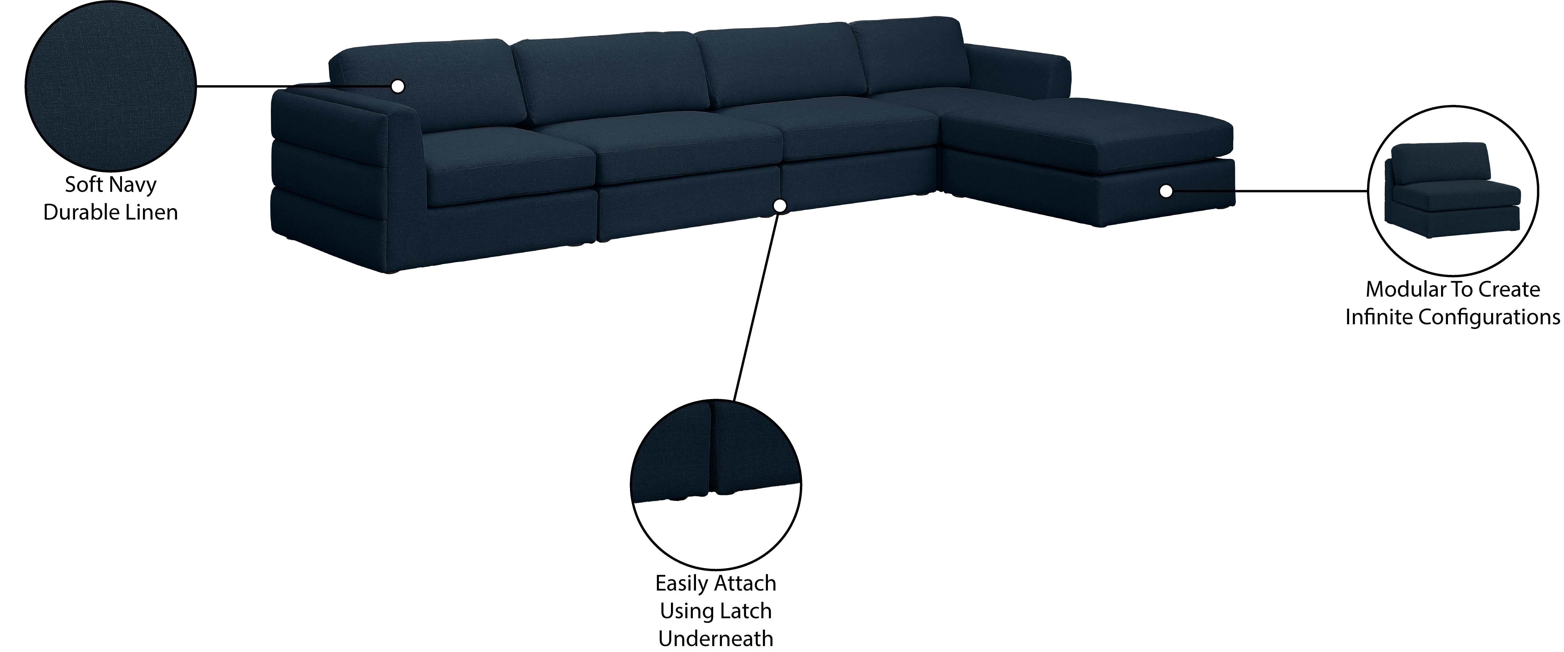 Beckham Durable Linen Textured Fabric Modular Sectional Sofa - Modern Living Room Furniture for Home Theater, Family Gatherings & Cozy Relaxation