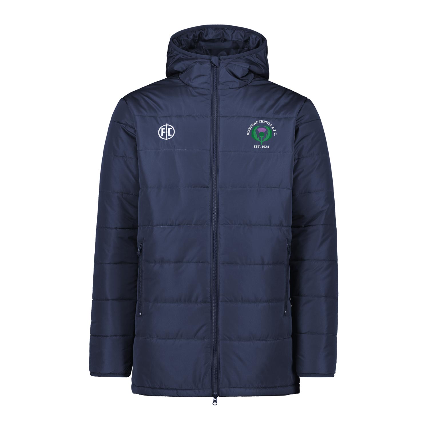 Gisborne Thistle AFC Club Padded Jacket - Warm & Stylish Soccer Team Outerwear for Men & Women - Perfect for Training, Matches & Cold Weather