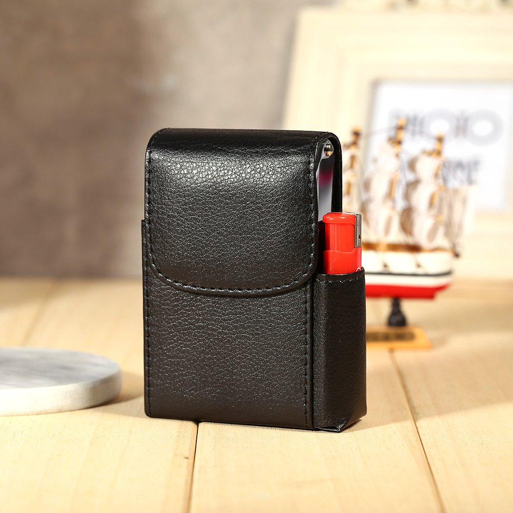 Jerliflyer Leather Cigarette Case - Black Storage Organizer for Travel & Outdoors