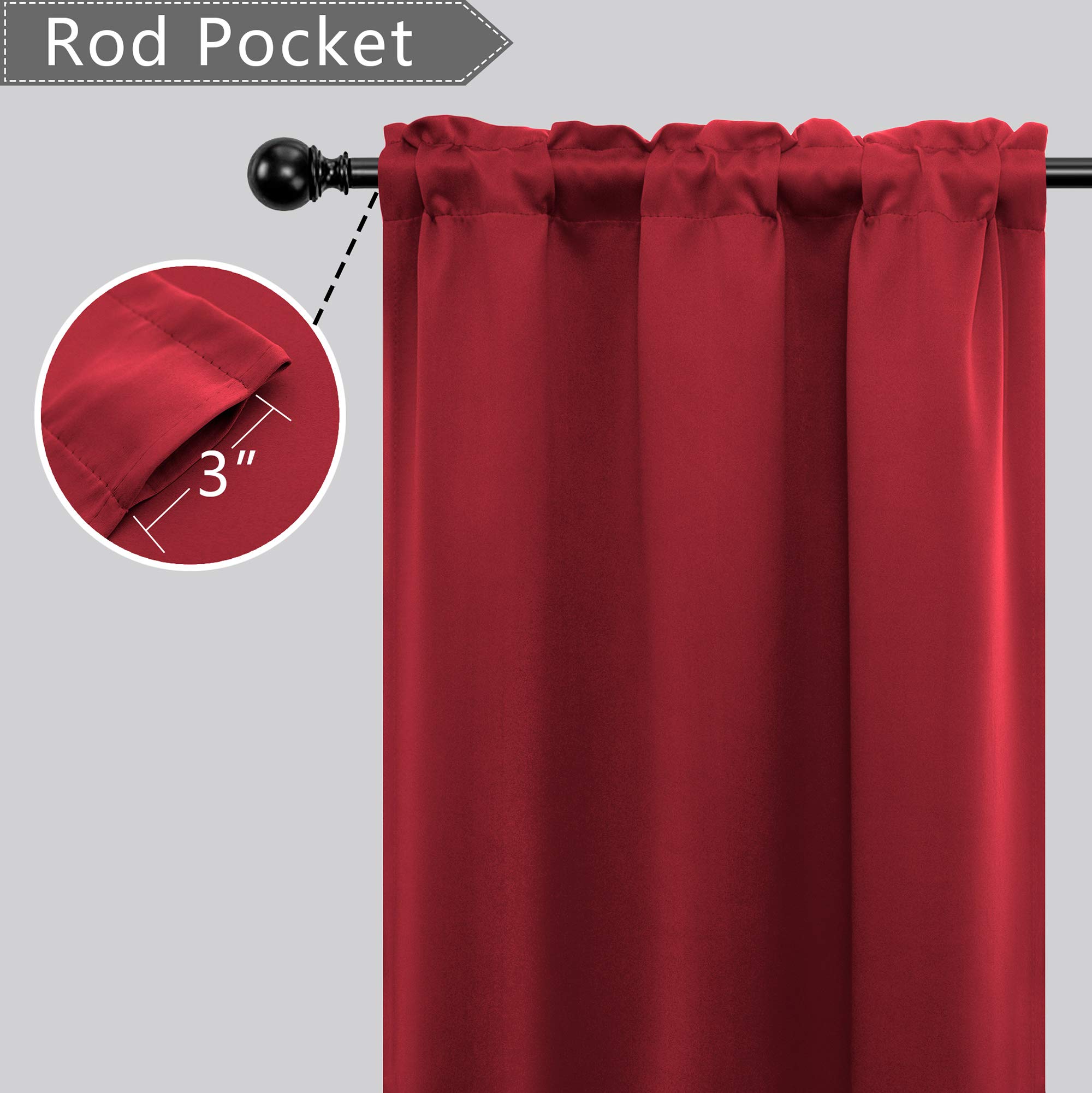 Mrs.Naturall 24 Inch Short Blackout Curtains - Set of 2, Room Darkening Window Panels for Kitchen, Bedroom & Bathroom (34x24 Inches) - Perfect for Privacy, Light Control & Home Decor