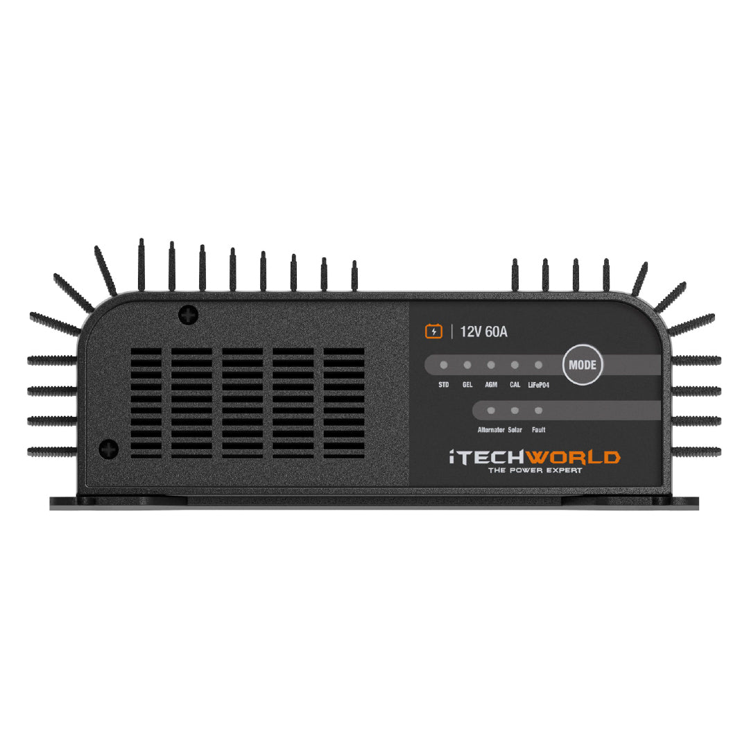 iTECHDCDC60 | 60A DC-DC & MPPT Solar Battery Charger | 12V/24V Dual Voltage for RV, Marine, Off-Grid Power Systems | Fast Charging for Lithium & Lead-Acid Batteries