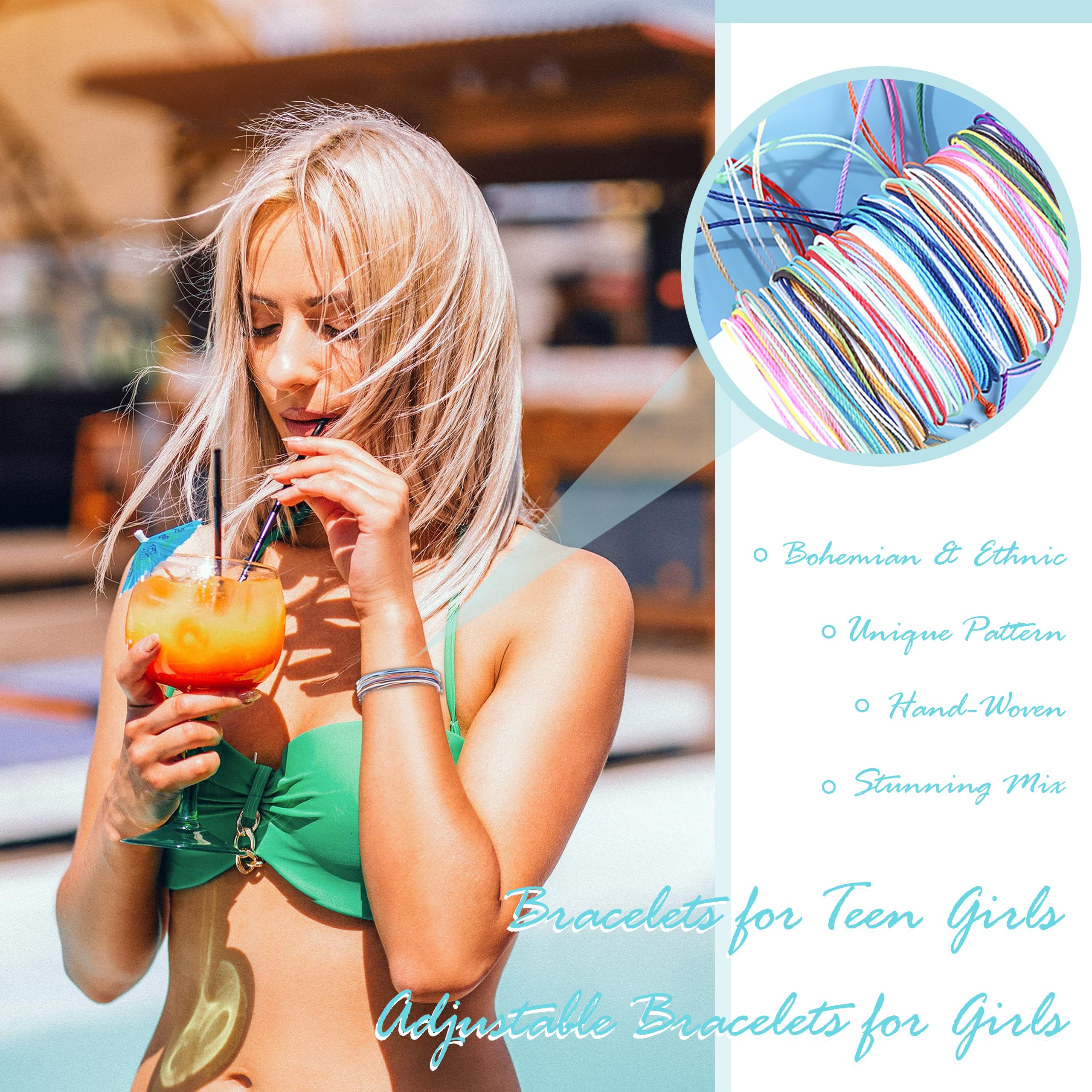 Trendy Adjustable Wave Surfer Friendship Bracelets for Women - Waterproof Summer Ankle Bracelets, Long Tiantian String Bracelets, Perfect Gifts & Stocking Stuffers - Ideal for Beach Outfits, Boho Fashion, and Casual Wear