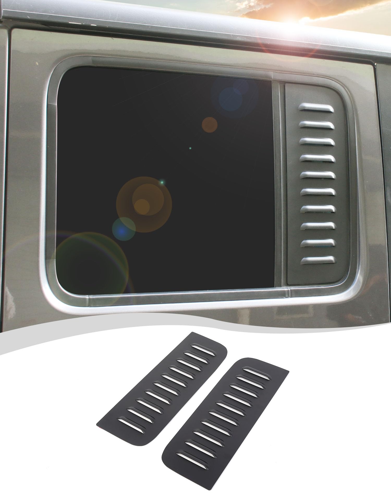 Hoolcar Aluminum Alloy Rear Door Window Decals for Jeep Wrangler JL Unlimited 4-Door & Gladiator JT 2018-2024 - Black Exterior Accessories | Durable Glass Panel Cover for Off-Road Protection & Style Enhancement