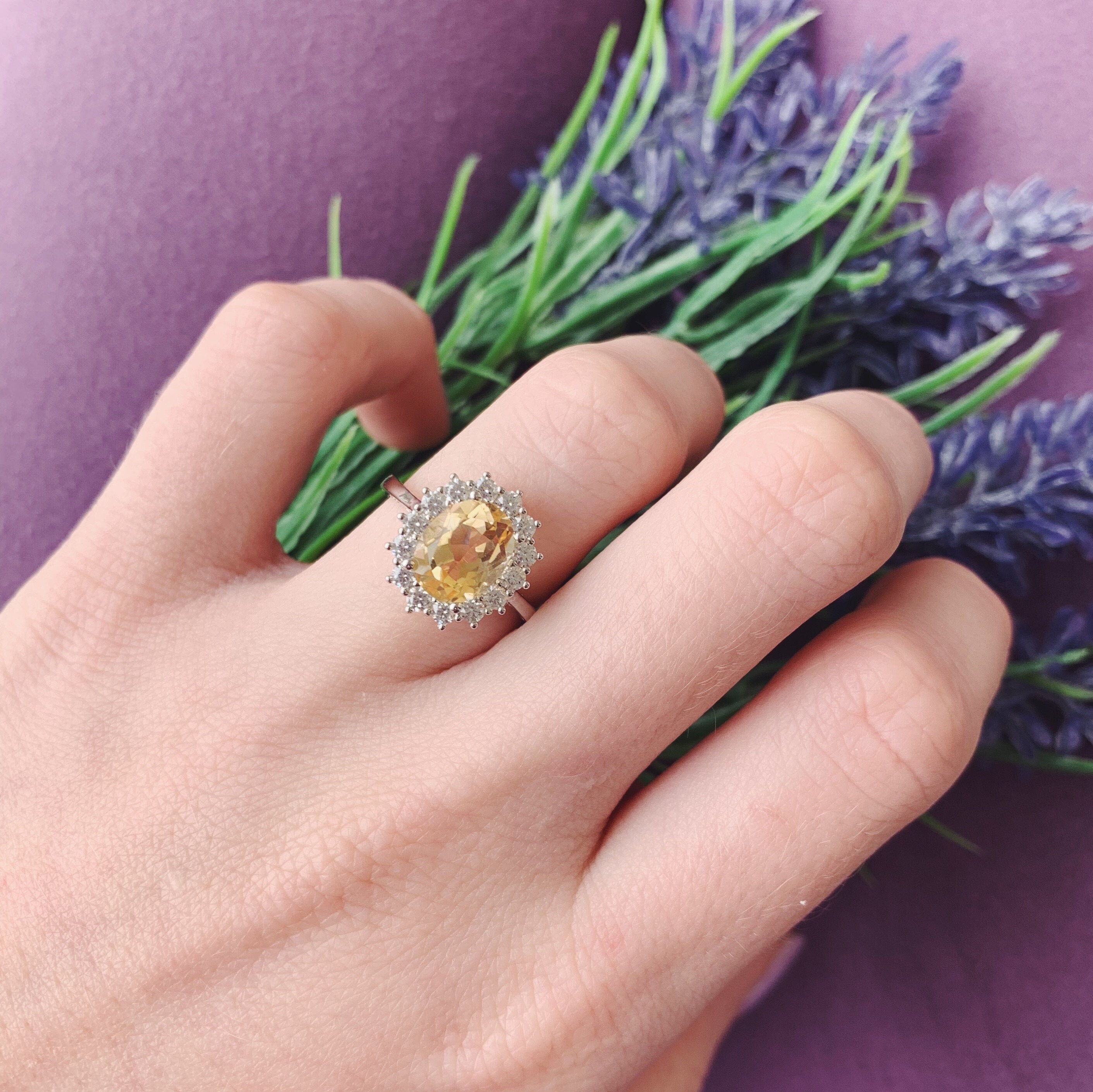 Elegant Diana Citrine Ring in Sterling Silver - Perfect for Women's Fashion, Gift Giving & Special Occasions