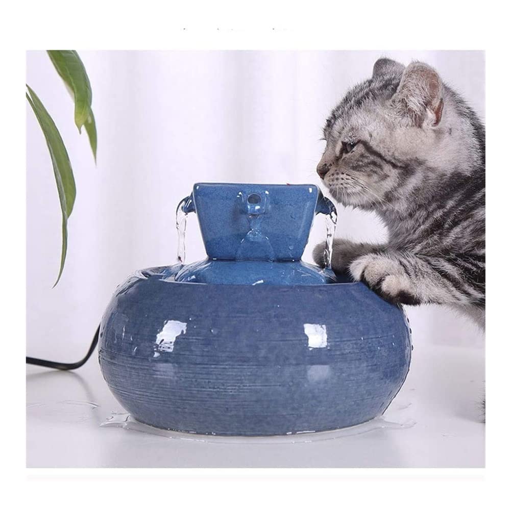 AALINAA Ceramic Pet Water Fountain - 1.5L Automatic Circulating Cat & Dog Water Dispenser with Super Quiet Pump | Perfect for Home, Office, or Travel Use (Brown)