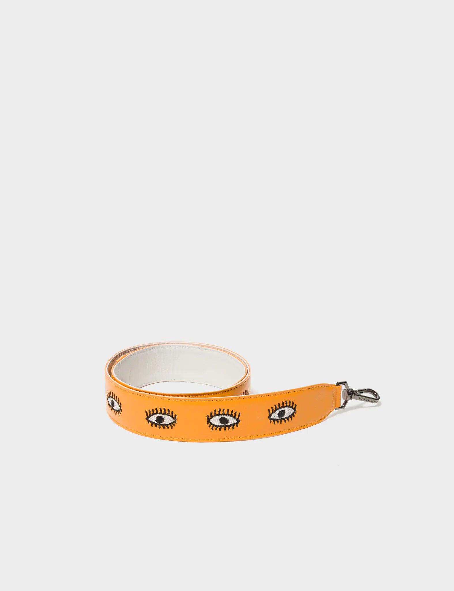 Detachable Marigold Leather Shoulder Strap with All Over Eyes Embroidery - Perfect for Handbags, Totes & Crossbody Bags | Boho Chic Accessory for Women
