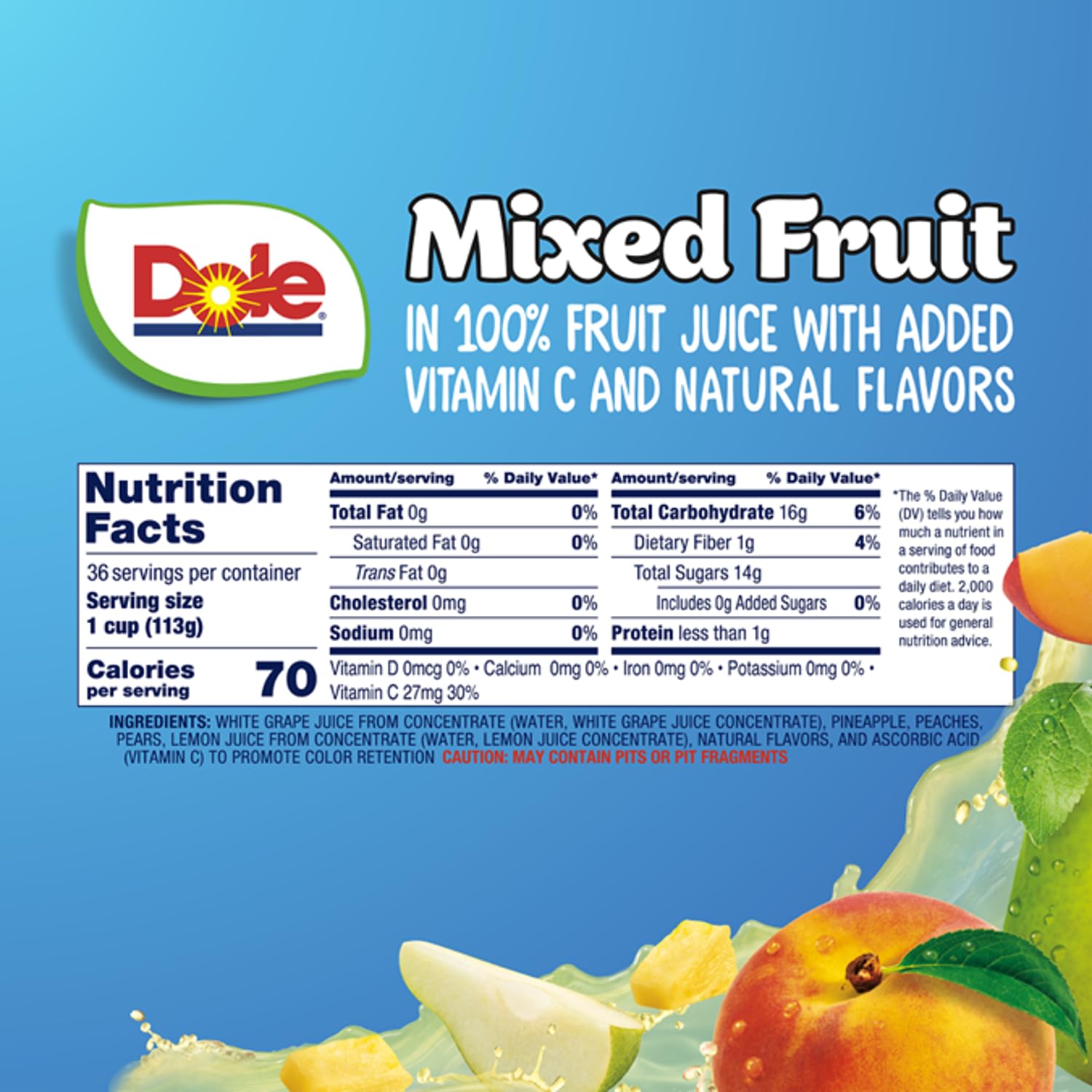 Dole Mixed Fruit in 100% Juice Snacks - 4oz Cups (36 Pack) | Gluten Free, Dairy Free, Healthy Bulk Snacks for Kids & Adults | Perfect for School Lunches, Office Snacks, and On-the-Go Nutrition