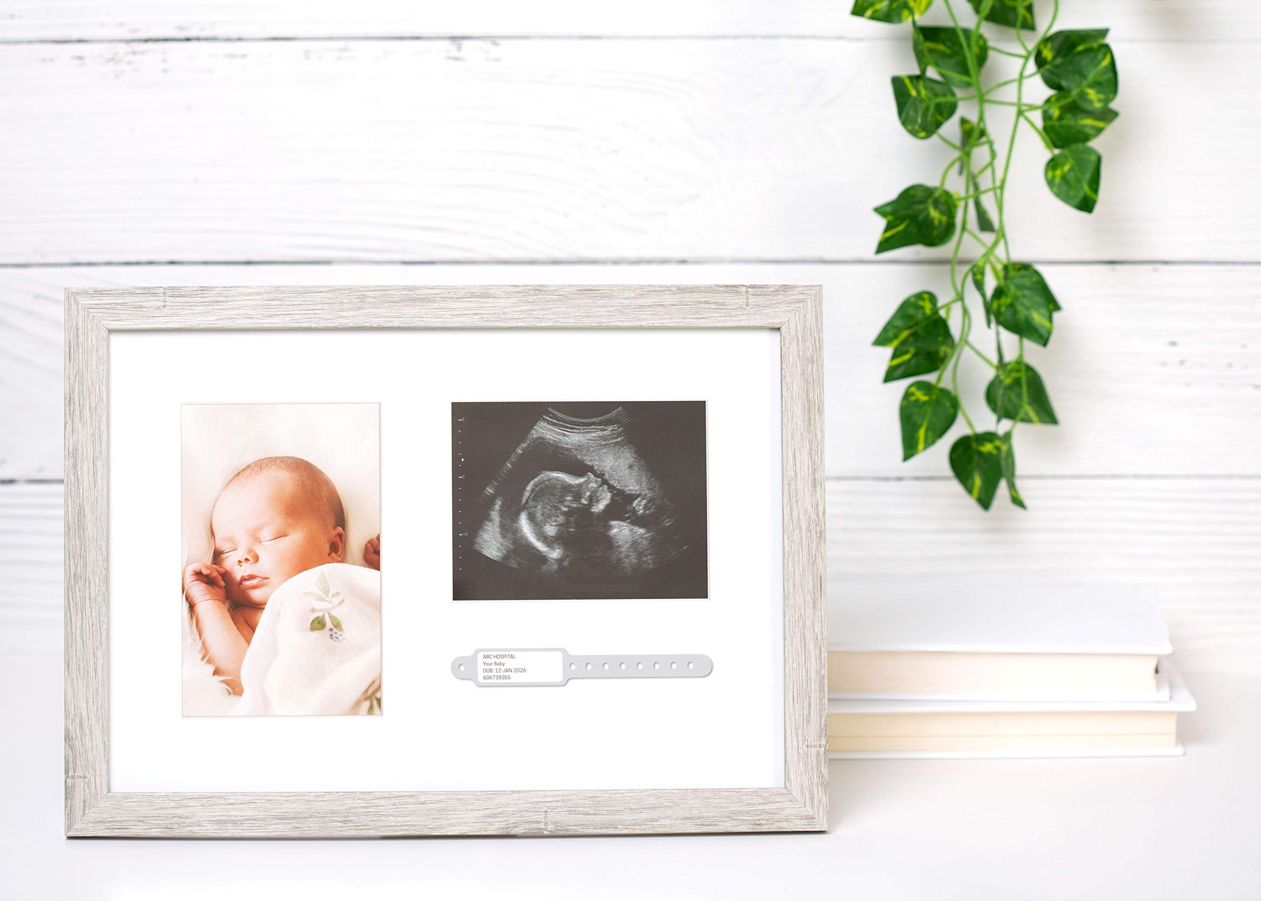 Kate & Milo Rustic Pregnancy Bracelet ID & Sonogram Picture Frame - Gender Neutral Nursery Decor for Baby Showers, Newborn Gifts & Keepsake Memories