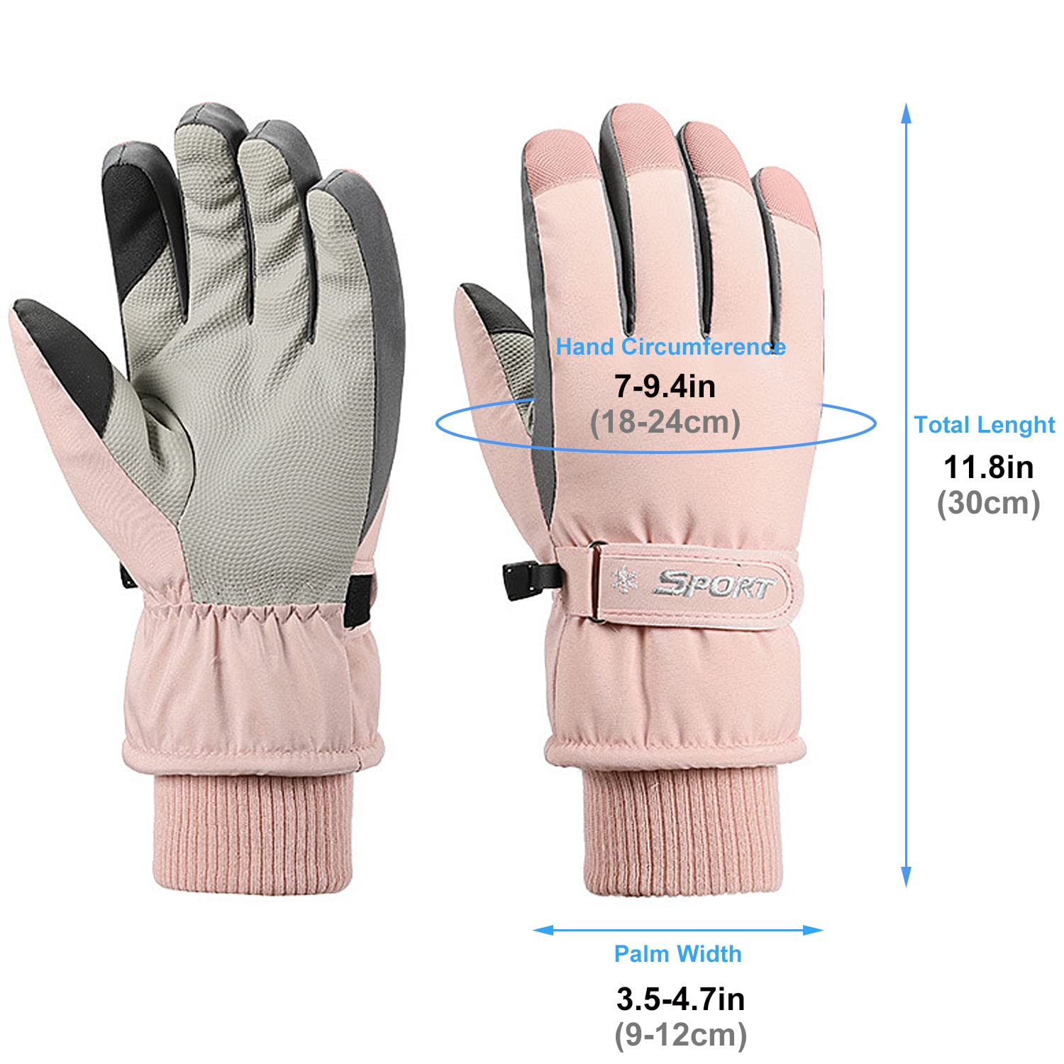 Beurlike Women's Waterproof Winter Gloves - Touchscreen Ski & Snowboard Gloves for Cold Weather - Warm Driving Gloves for Outdoor Activities, Hiking, and Winter Sports
