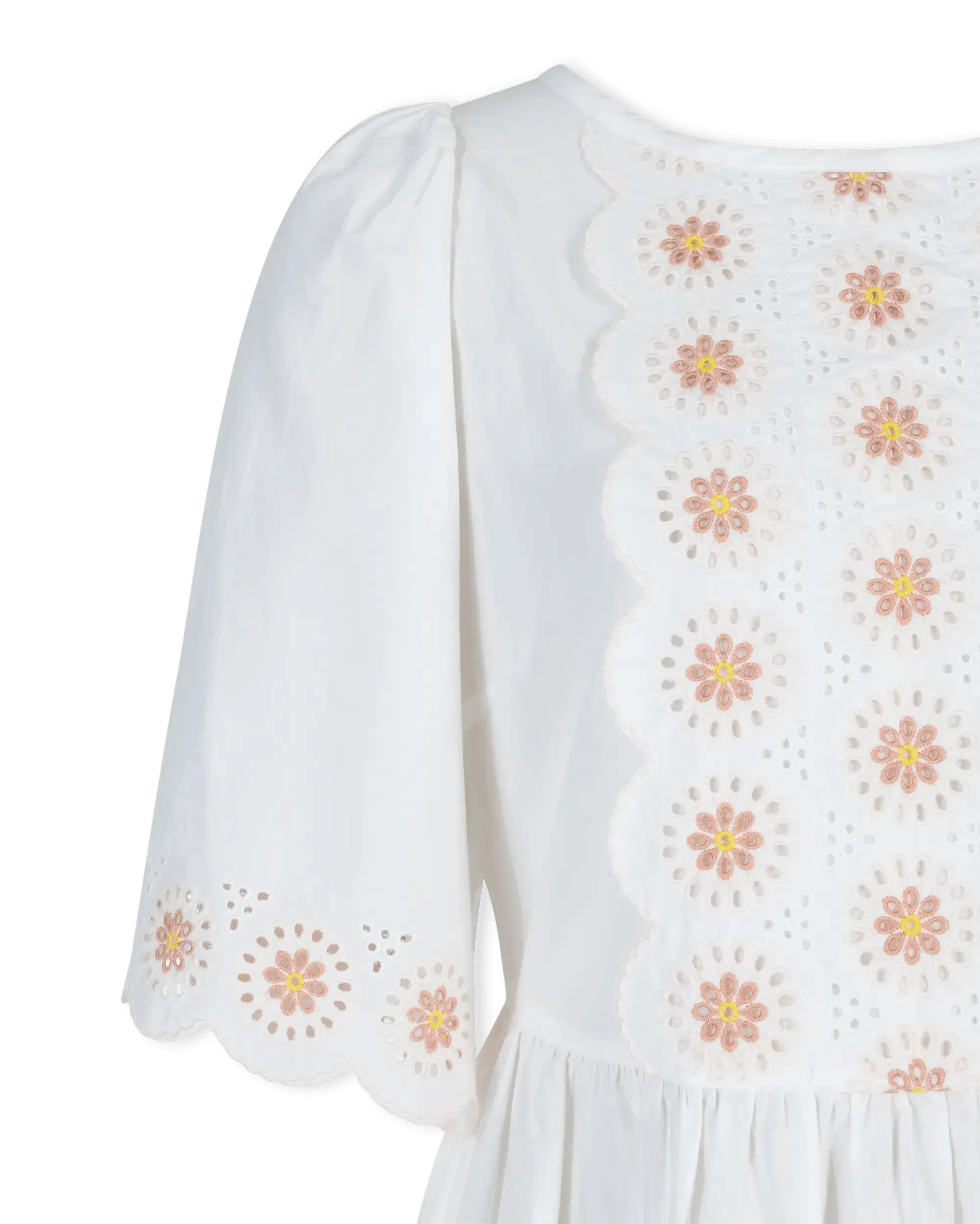 Floral Embroidered Short Sleeve White Summer Dress for Women - Perfect for Beach Vacations, Garden Parties & Casual Outings