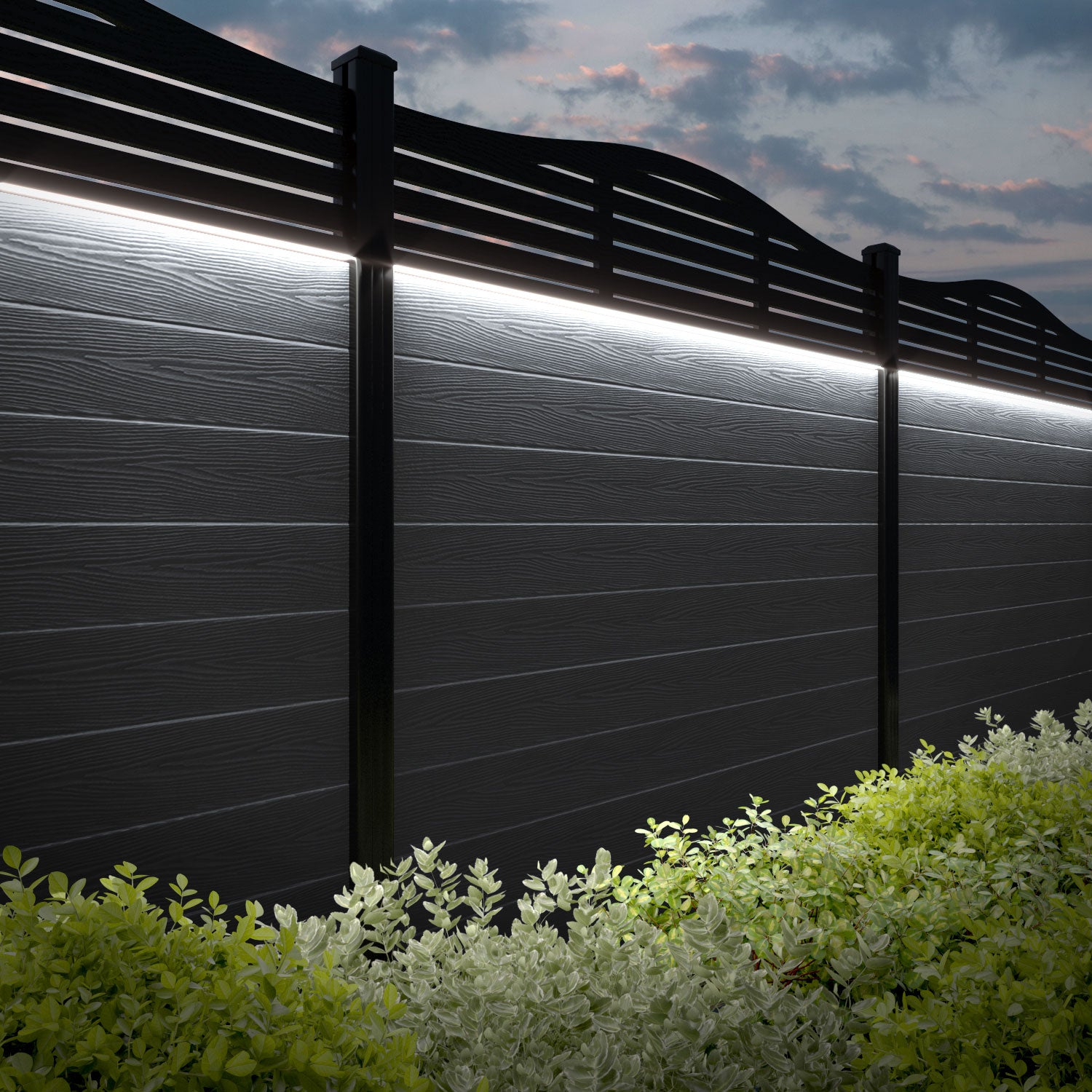 Classic Aspen Curved Top Fence Panel - Dark Grey Aluminum Fence with Durable Posts | Outdoor Garden Yard Privacy Fencing Solution