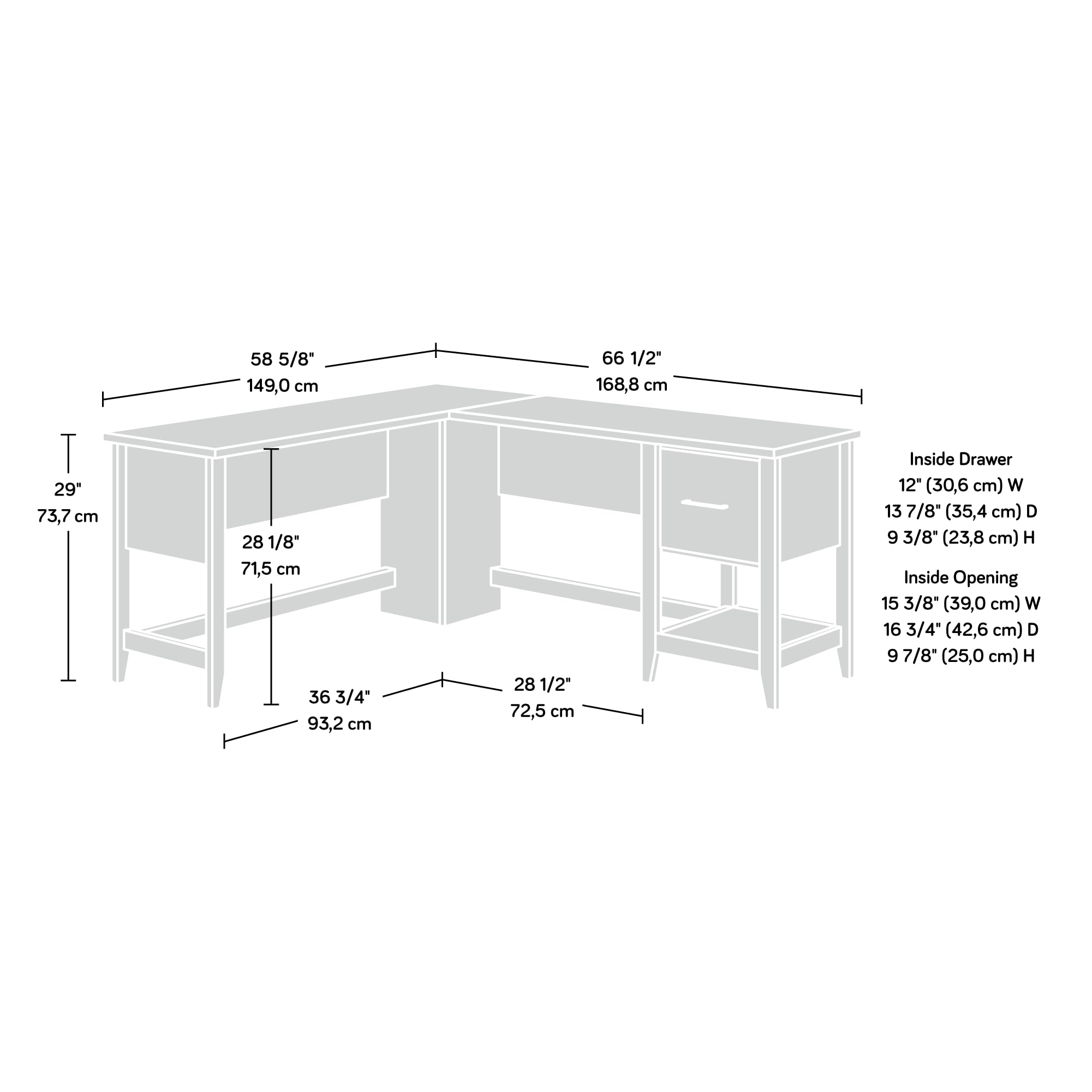 Sauder Summit Station L-Shaped Corner Home Office Desk with Drawer & Open Storage Shelf in Pebble Pine - Perfect for Small Spaces, Home Office & Study Rooms