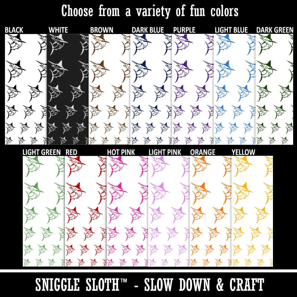 Jumping Marlin Fish Temporary Tattoo - Waterproof Fake Body Art Stickers for Adults & Kids - Black Design (1 Sheet) - Perfect for Beach Parties, Festivals, and Summer Fun