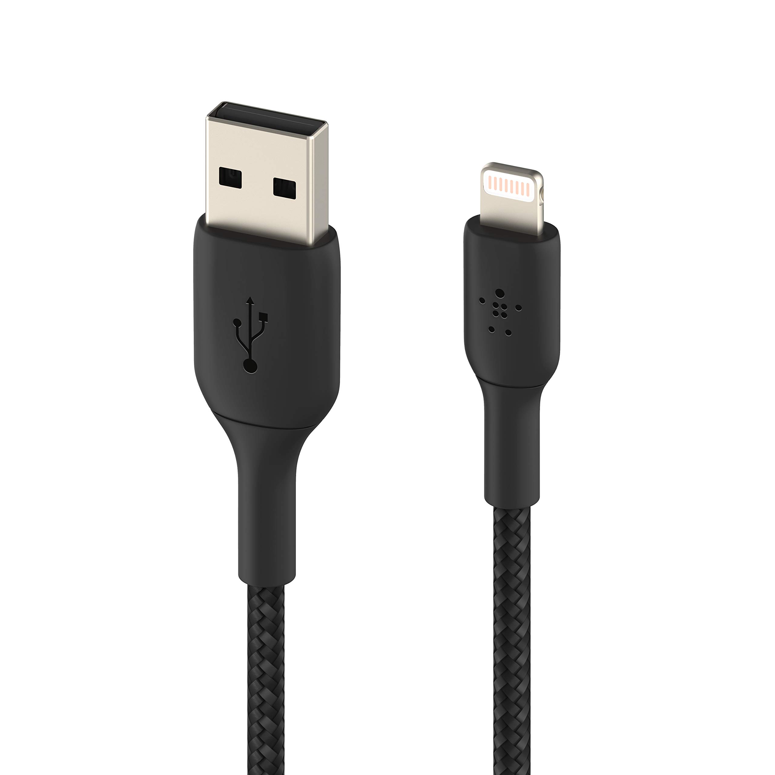 Belkin BoostCharge Braided Lightning Cable - 3.3ft/1M MFi Certified Fast Charging USB to Lightning Cable for iPhone 14/13/12/11/X/8/7 - Durable Nylon-Braided Apple Charger Cord - Perfect for Home, Office & Travel - Black