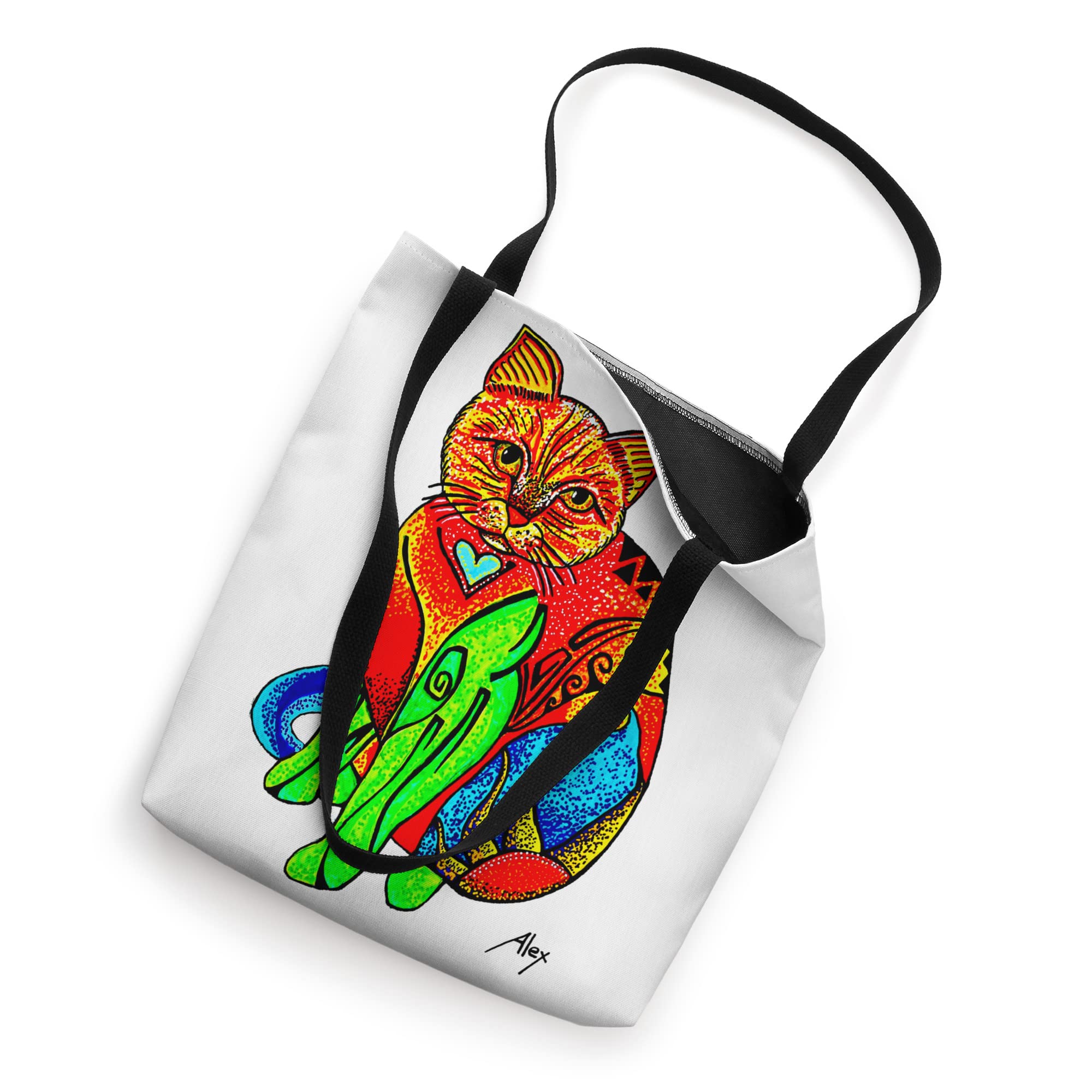 Heart Cat Tote Bag - Cute Cat Lovers Shoulder Bag for Women, Durable Canvas Shopping Tote with Pockets - Perfect for Grocery Shopping, Beach Trips & Daily Use