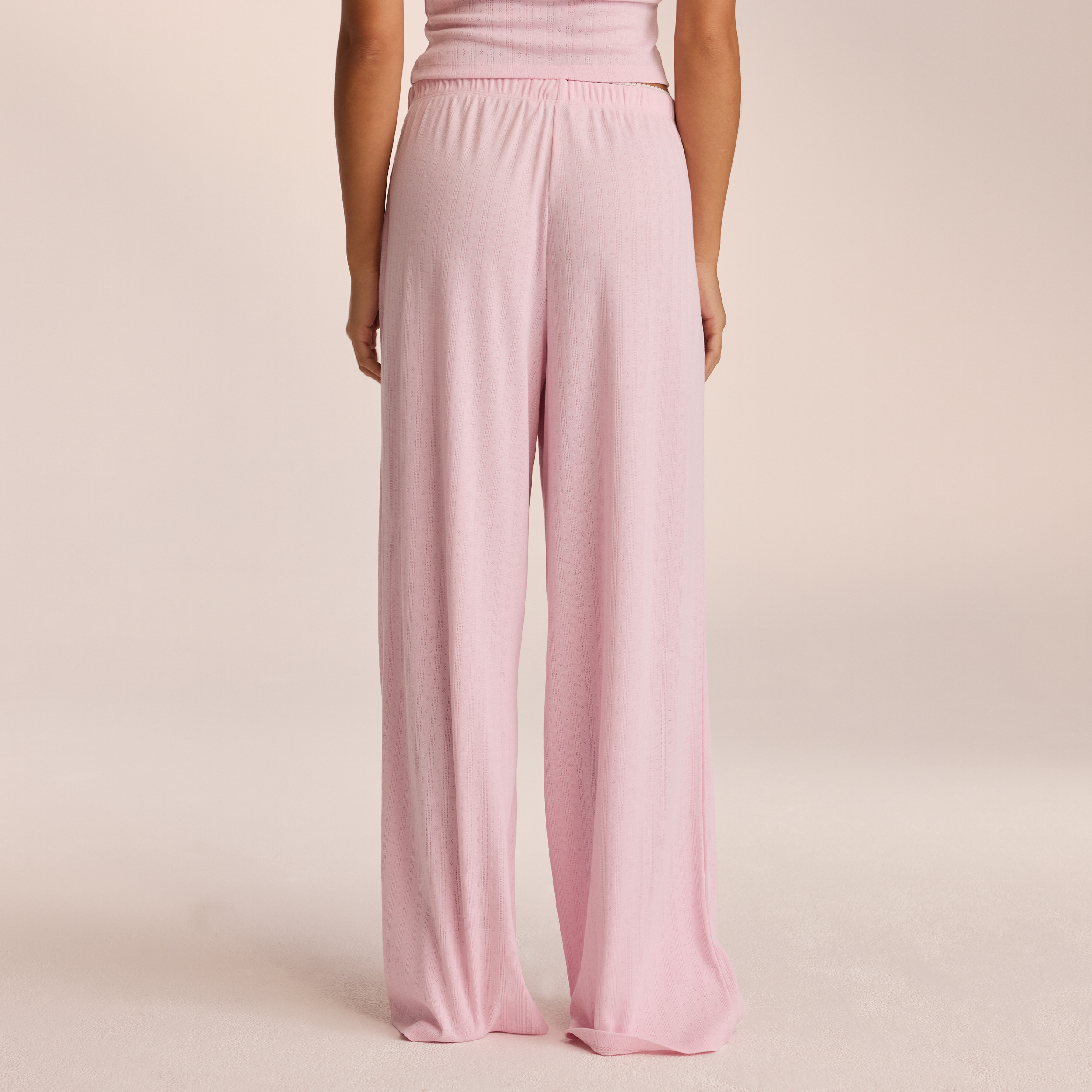 Women's Pointelle Knit Pajama Pants - Soft & Comfortable Sleepwear in Pink | Perfect for Lounging, Sleeping & Relaxing at Home