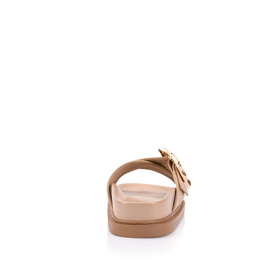 Bradford Comfort Footbed Slides for Men & Women - Soft Beige Sandals for Home, Pool, Beach & Relaxation