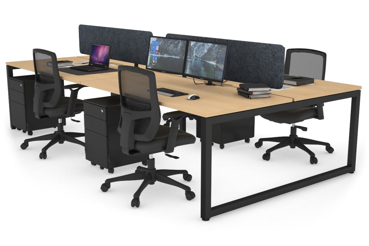 Quadro Loop Legs 4-Person Office Workstation - 1400L x 800W with Cable Management Scallop - Perfect for Collaborative Workspaces & Open Office Environments