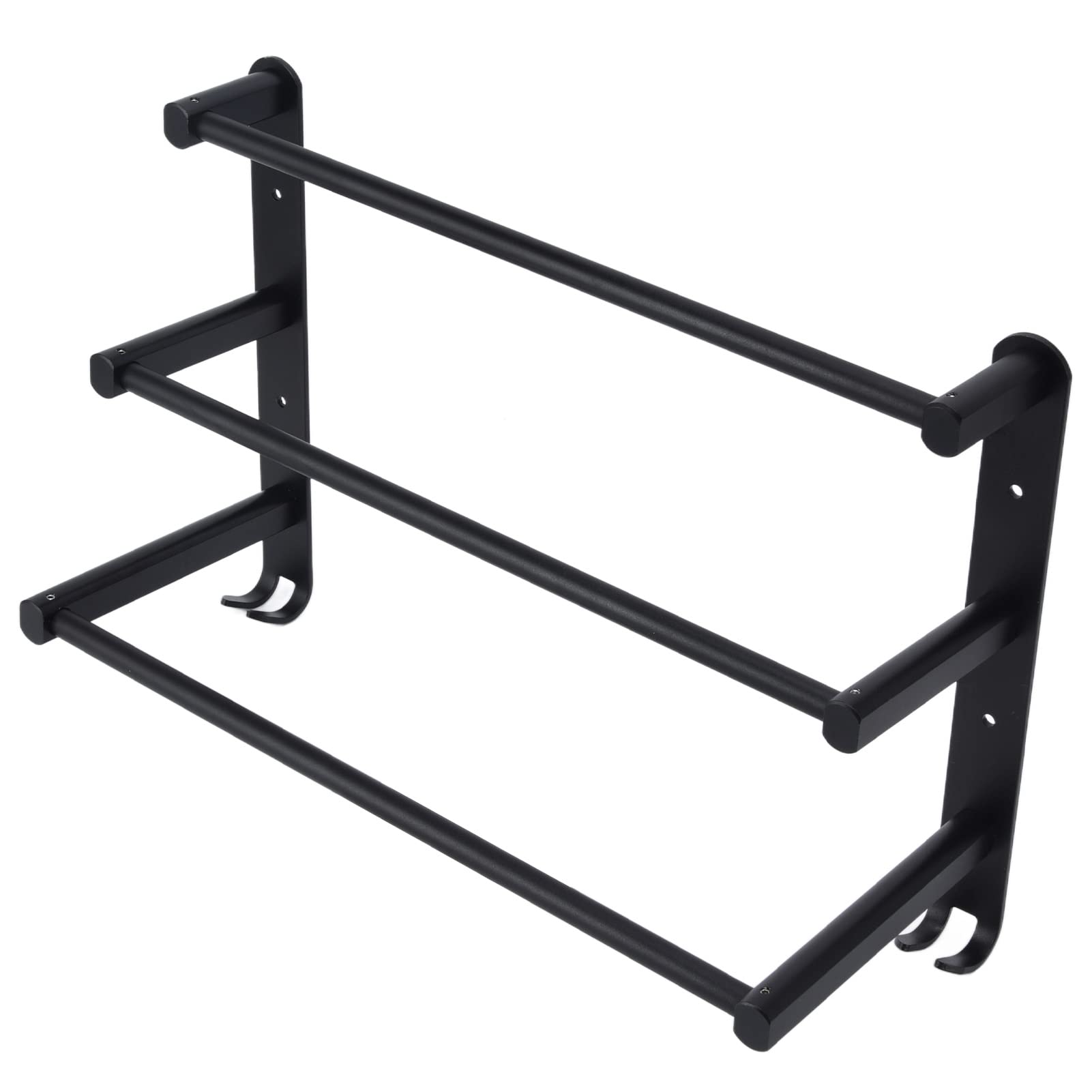 3-Tier Stainless Steel Wall Mounted Towel Rack - Space Saving Bathroom & Kitchen Towel Holder for Showers, Balconies, Dorms - Black (Perfect for Small Spaces & Modern Home Decor)