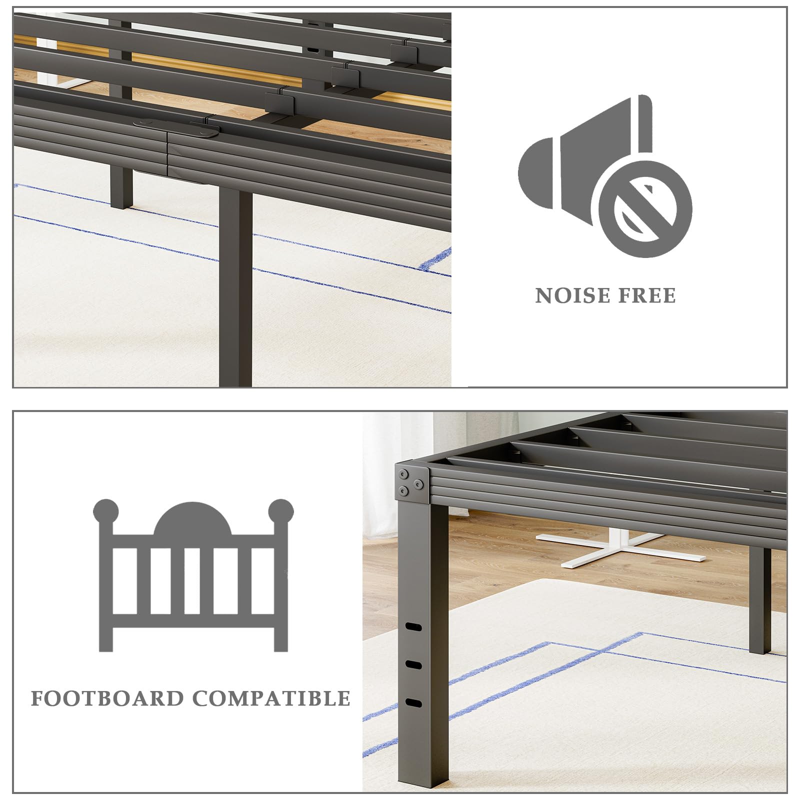 18 Inch Heavy Duty Twin Metal Bed Frame - No Box Spring Needed, Easy Assembly, Reinforced Steel Slats, Noise Free Mattress Foundation - Perfect for Kids Rooms, Guest Beds & Small Spaces (Black)