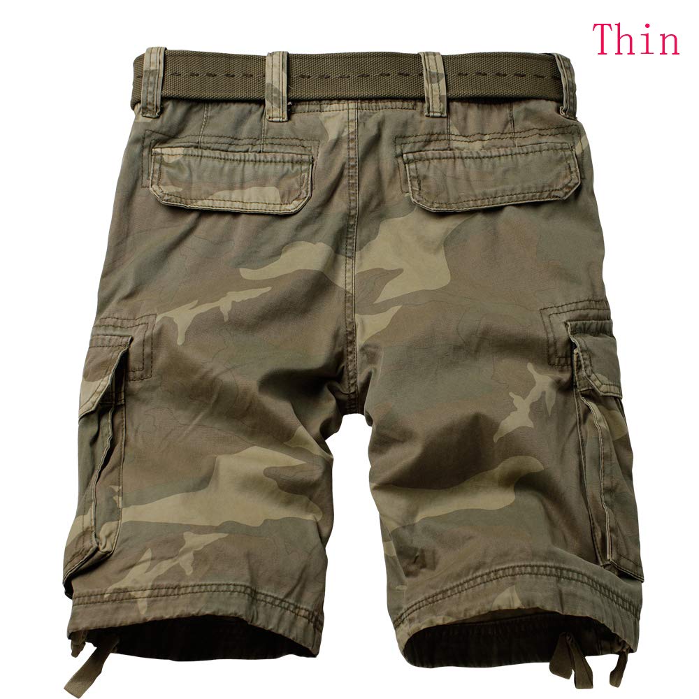 AKARMY Men's Camo Cargo Shorts - Outdoor Tactical Cotton Shorts with Multiple Pockets, No Belt Needed - Perfect for Hiking, Camping & Casual Wear