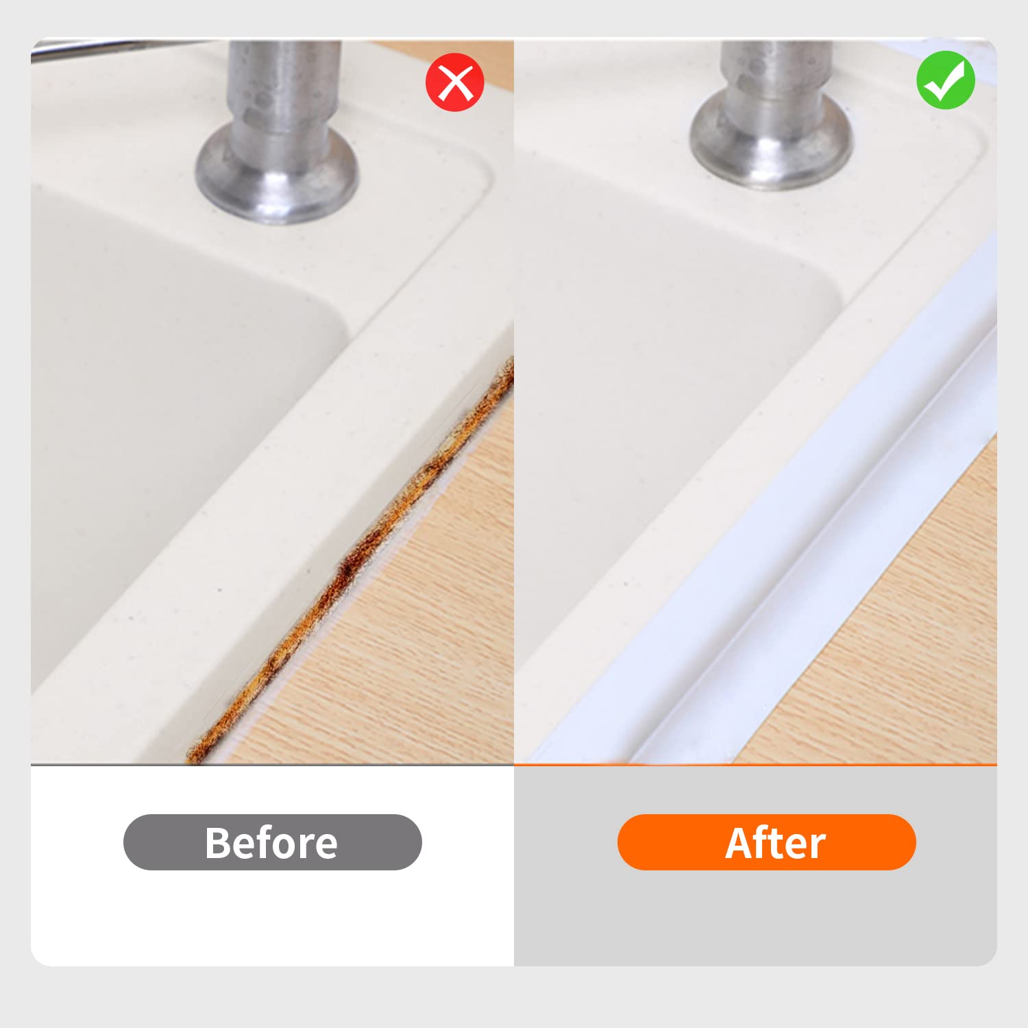 Self-Adhesive Caulk Tape for Bathroom & Kitchen - Waterproof Seal Strip for Toilet Base, Tub Surround & Countertop - Easy Installation for Leak Protection & Mold Prevention - Perfect for Home Renovation & DIY Projects