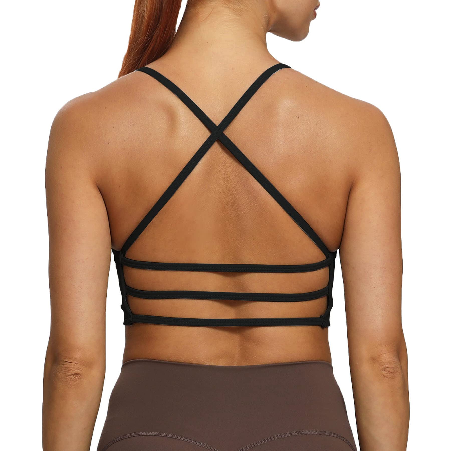 Aoxjox Women's Workout Sports Bra - Low Impact Yoga Crop Top with Padded Support, Backless Design for Fitness & Gym - Perfect for Yoga, Running, and Daily Activewear