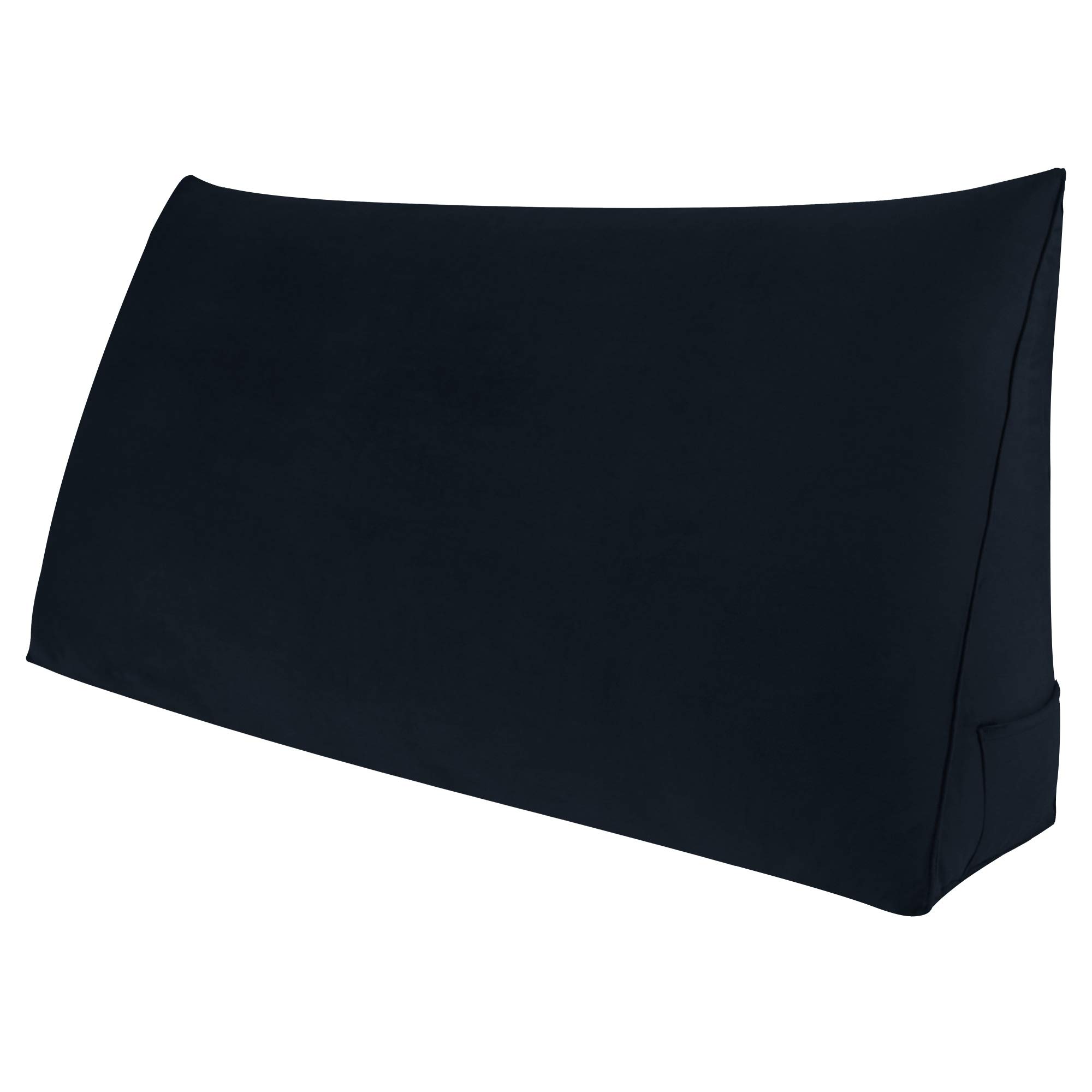 WOWMAX Large Triangular Wedge Pillow - Velvet Black Bolster Support for Reading, Backrest, Headboard - Removable Cover - Fits Twin Day Beds & Bunk Beds | Perfect for Bedroom Relaxation, Nursing, and Study Comfort